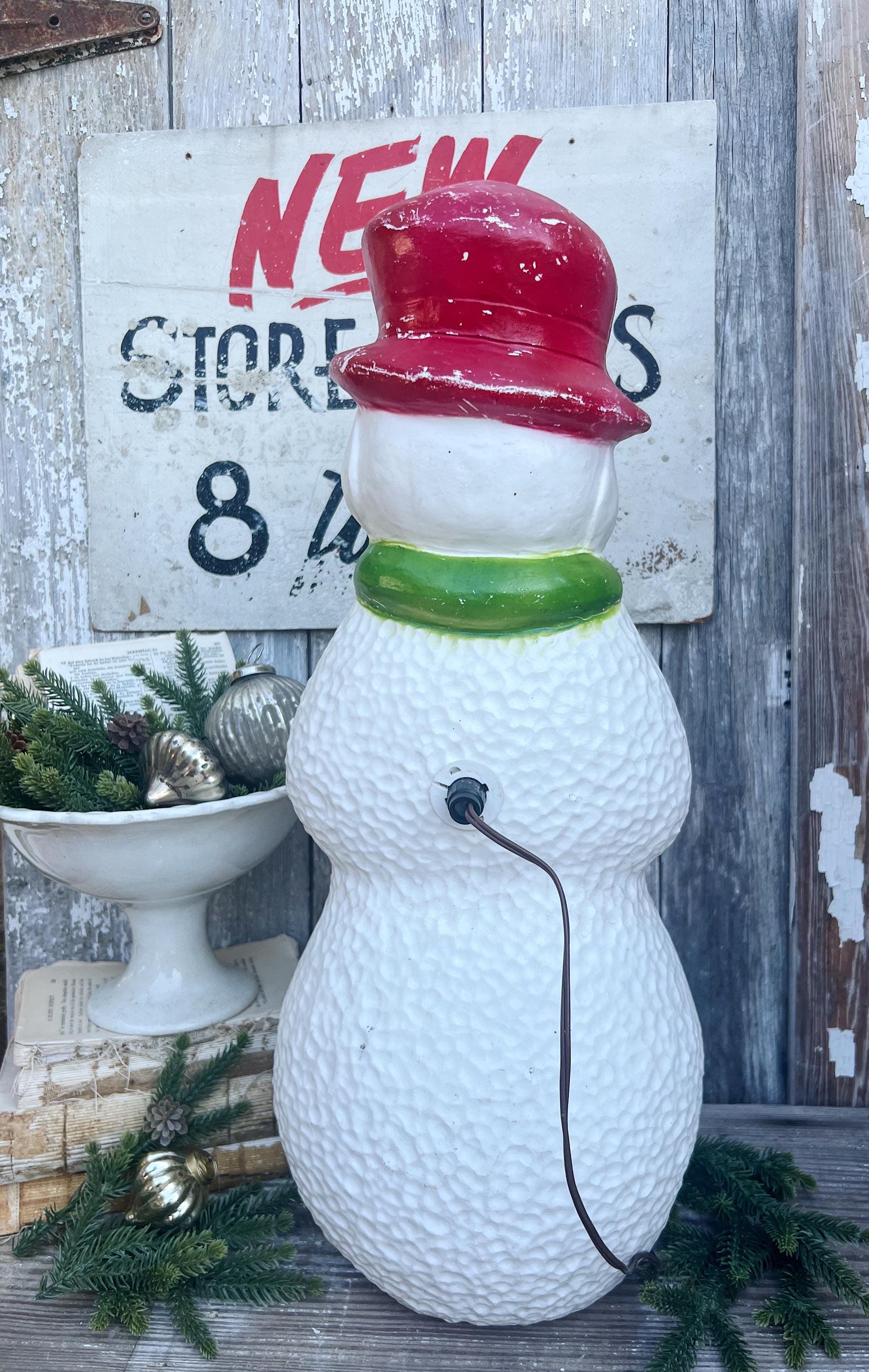 Vintage UNION SNOWMAN FROSTY Blow Mold Yard Decor Christmas Farmhouse Decor Vintage Retro Red White Green
