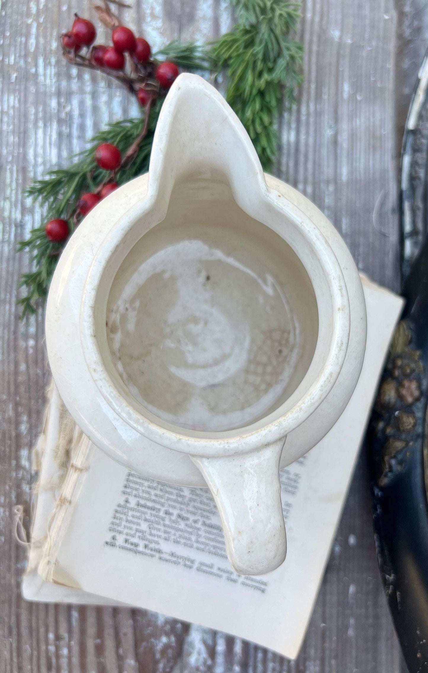 Antique HULL Stoneware GREEN Pitcher Farmhouse Decor Primitive Creamer