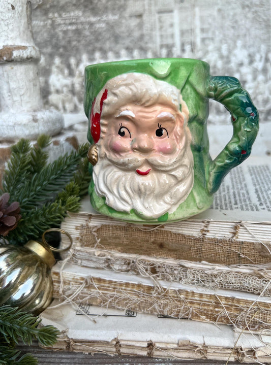 Vintage Ironstone CHASE Santa Claus Cup Mug FULL SIZE Santa Farmhouse Christmas Decor Rare Japan Crazing Grungy Crazed