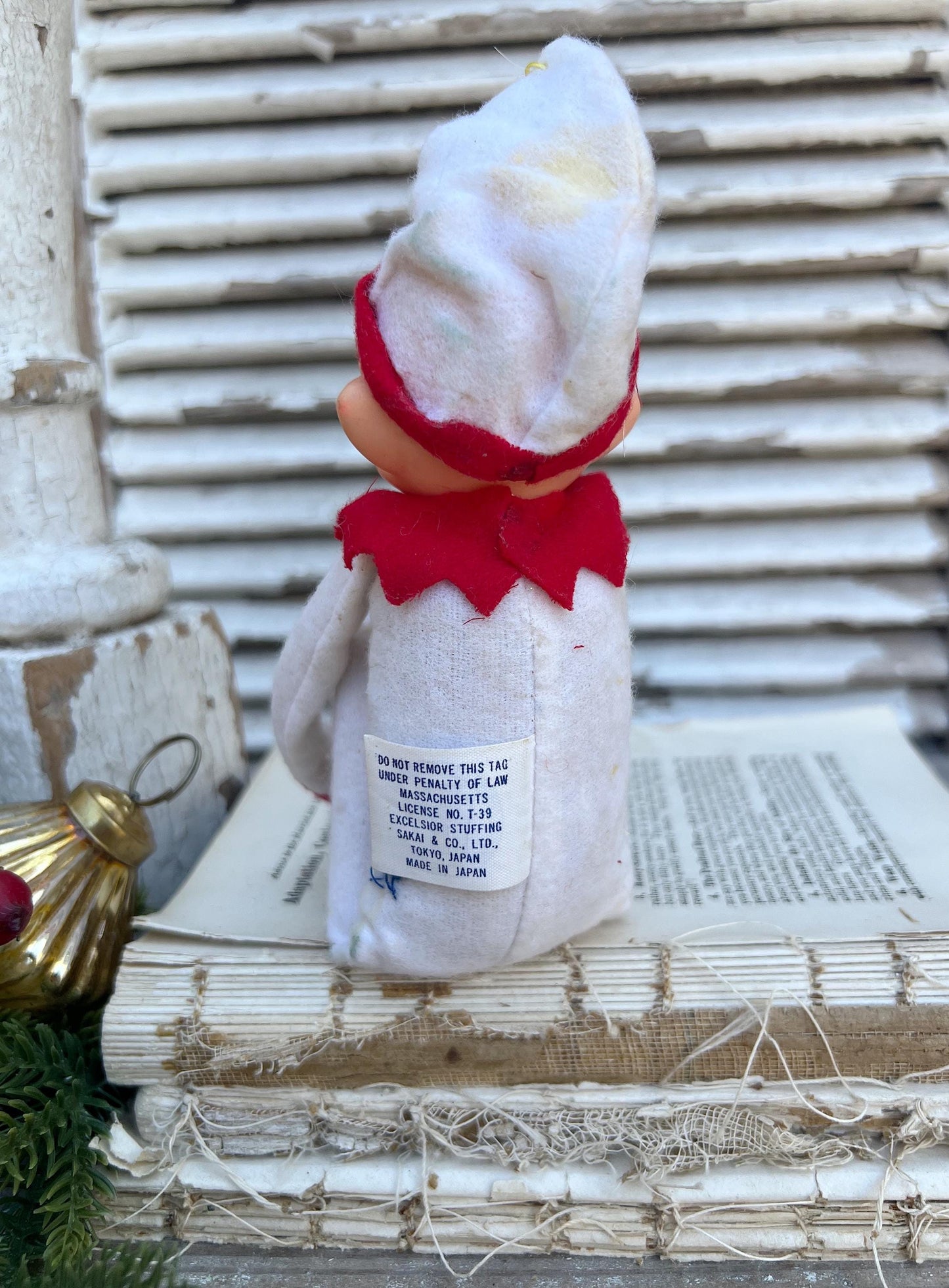 Vintage ELF Knee Hugger Doll JAPAN Christmas Decor Retro Mid Century Kitschy RARE White