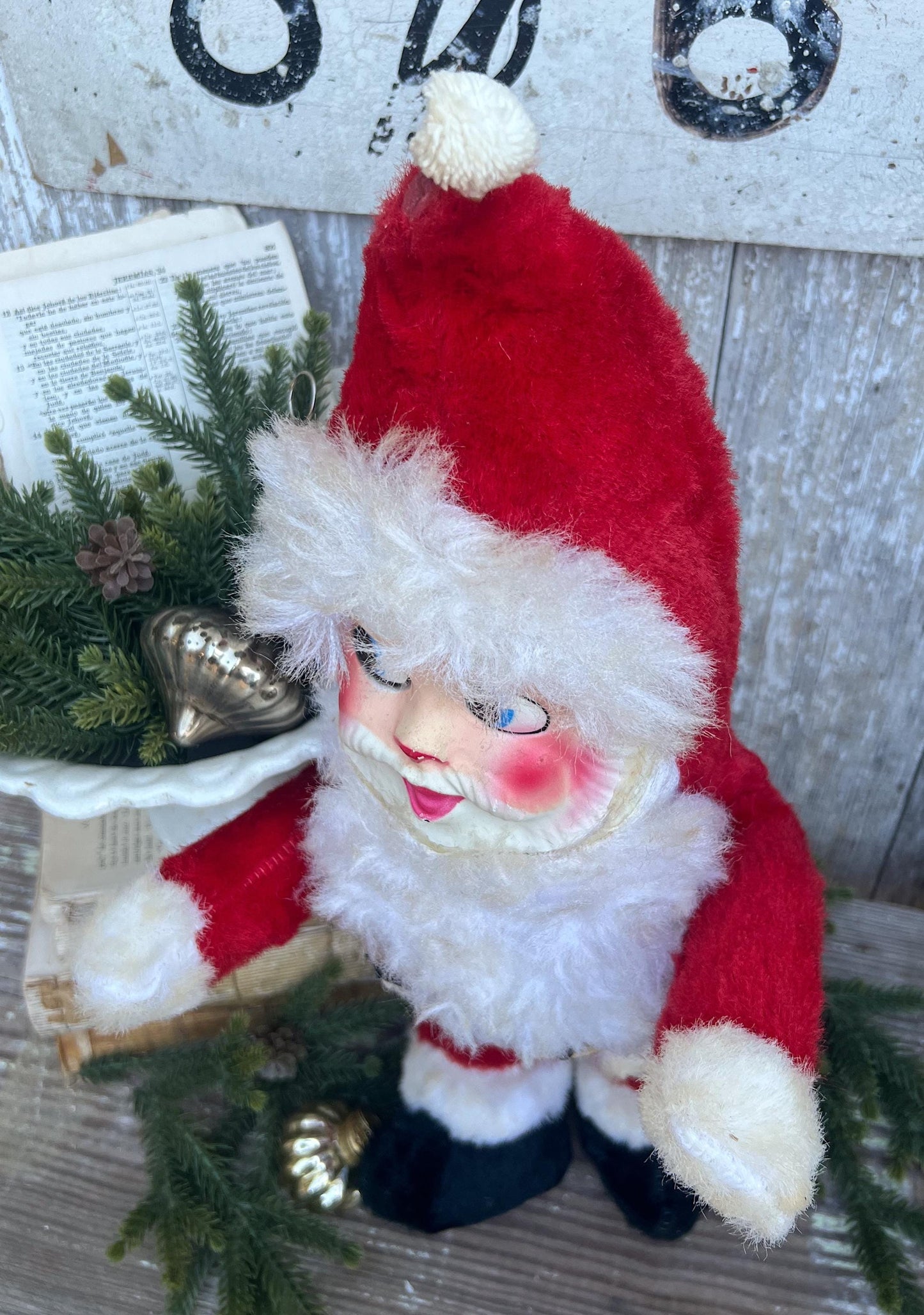 Antique Santa Claus Doll Rushton Farmhouse Vintage Christmas Decoration Ornament Hand Painted Face Japan Rare LARGE