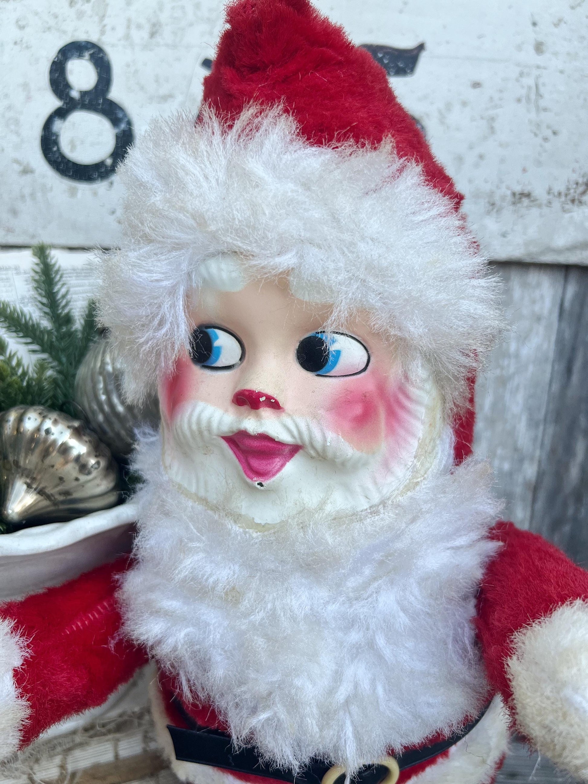 Antique Santa Claus Doll Rushton Farmhouse Vintage Christmas Decoration Ornament Hand Painted Face Japan Rare LARGE