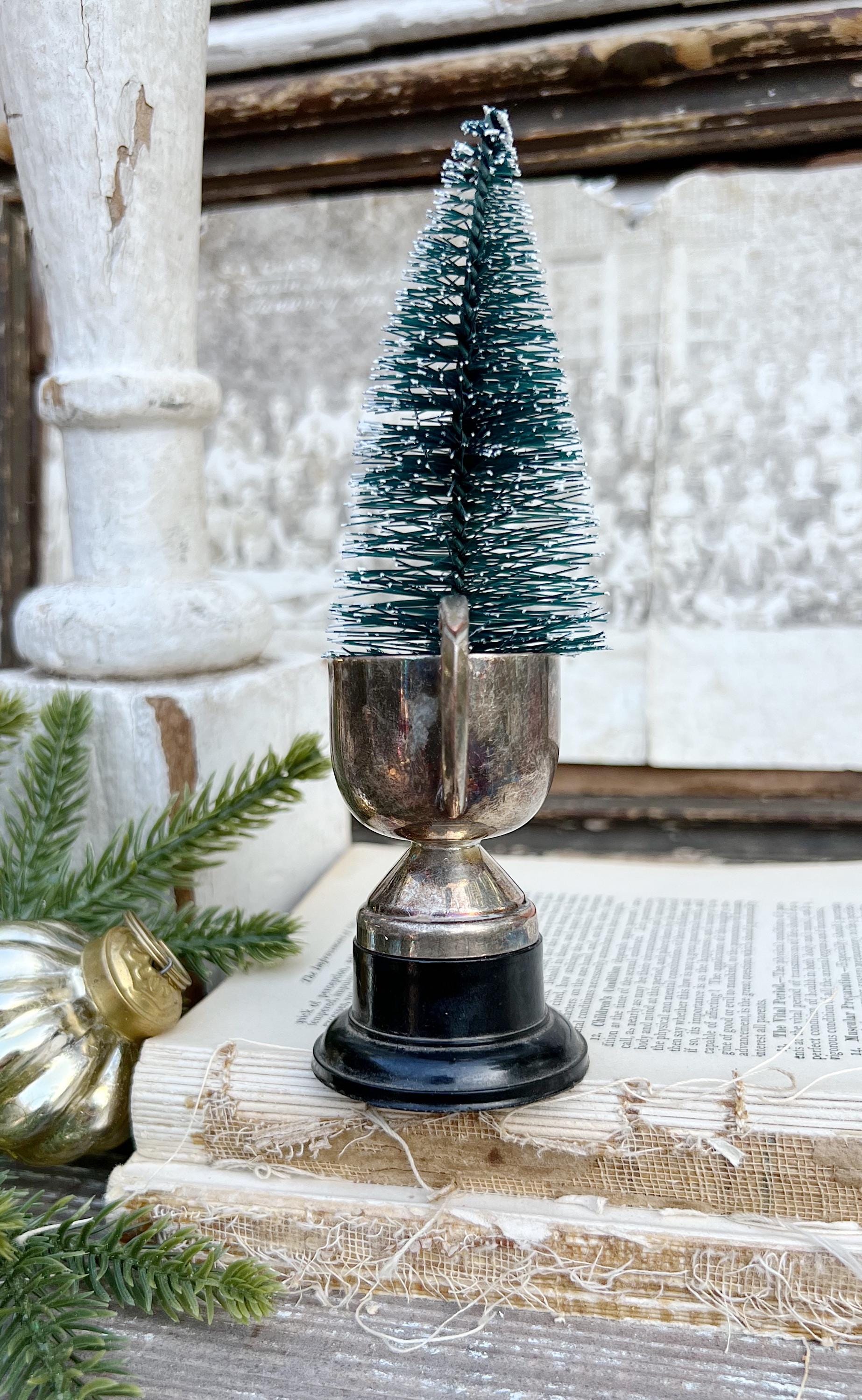 Vintage Loving Cup Trophy SILVER Christmas Tree Farmhouse Decor Industrial Salvage
