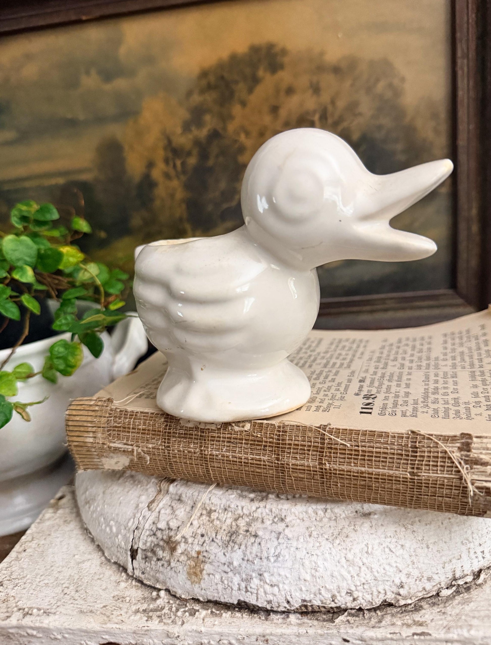 Vintage White Ceramic Duck Flower Pot SHAWNEE USA Container Farmhouse Decor GARDEN Decor Ironstone
