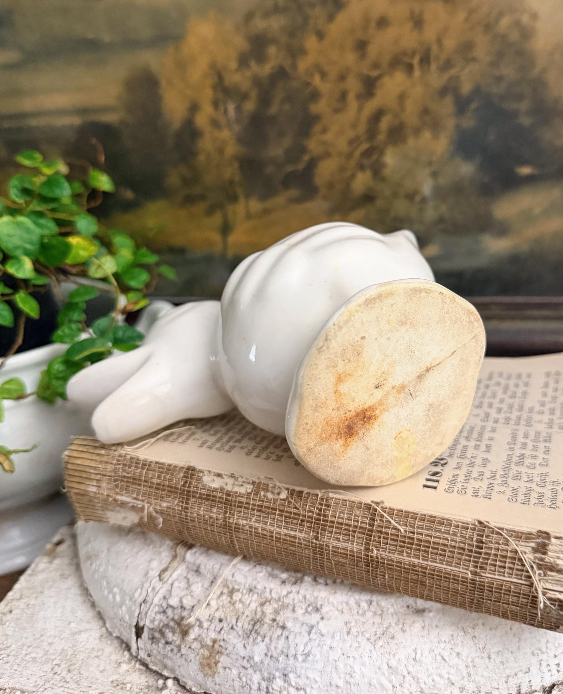 Vintage White Ceramic Duck Flower Pot SHAWNEE USA Container Farmhouse Decor GARDEN Decor Ironstone