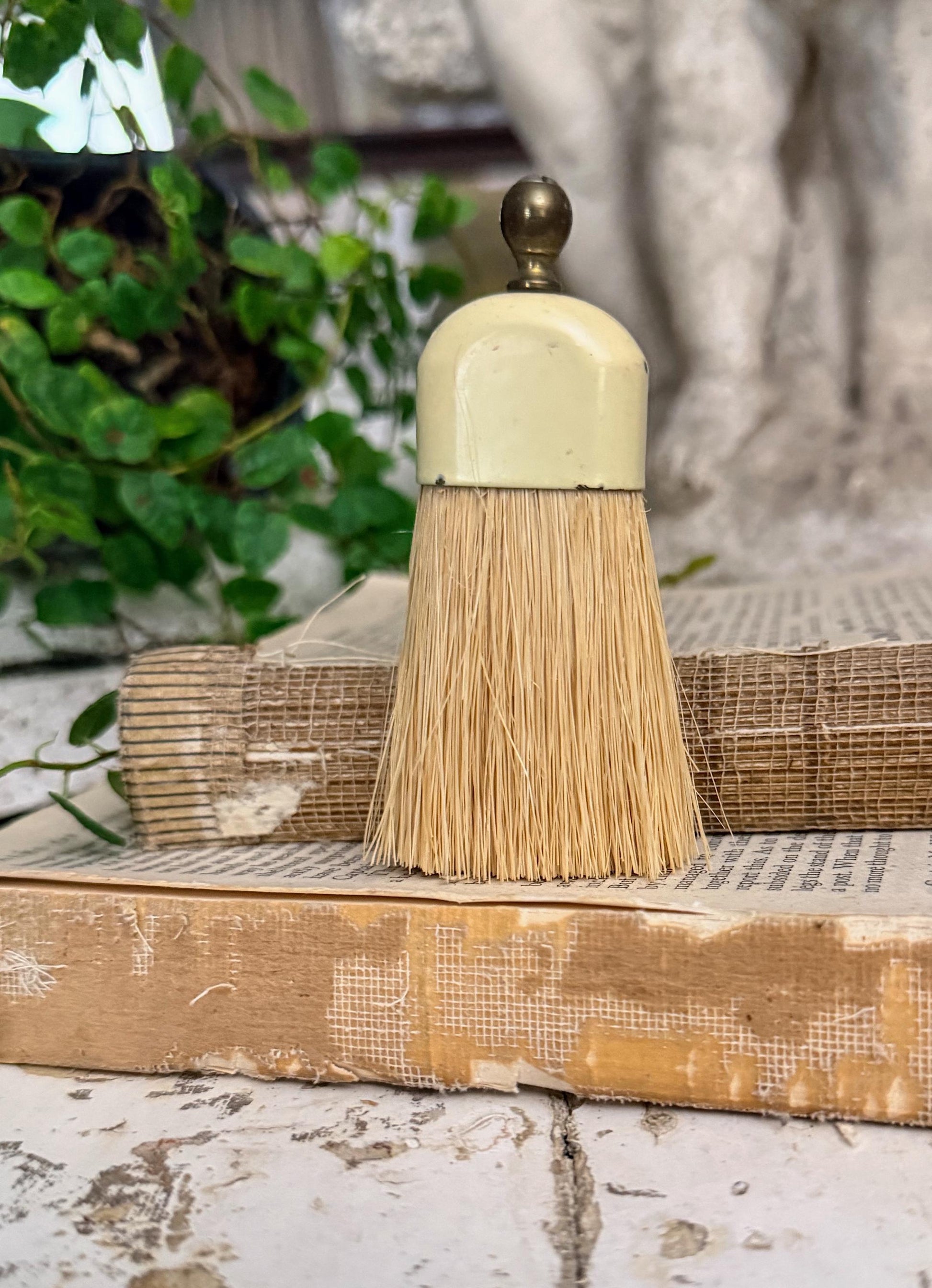 Antique Whisk Crumb Broom Hand Straw Brush Farmhouse Decor Vintage Broom Brass