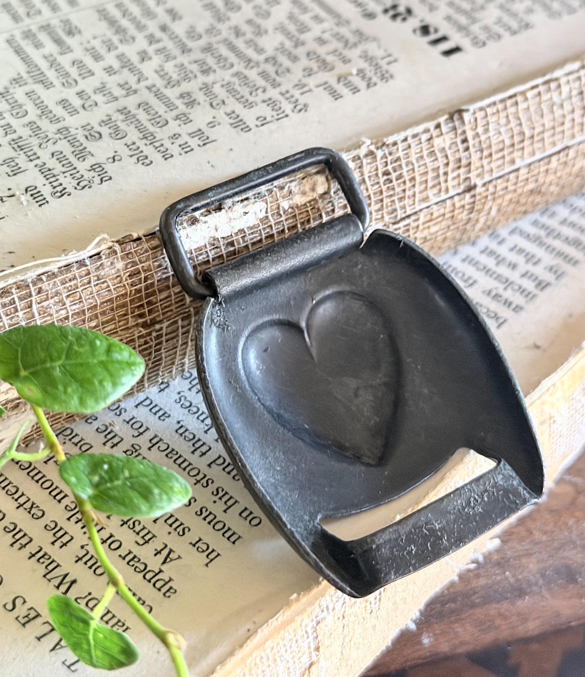 Antique Bridle Buckle HEART Black Metal Horse Harness Equestrian Ranch Tack Valentine Farmhouse