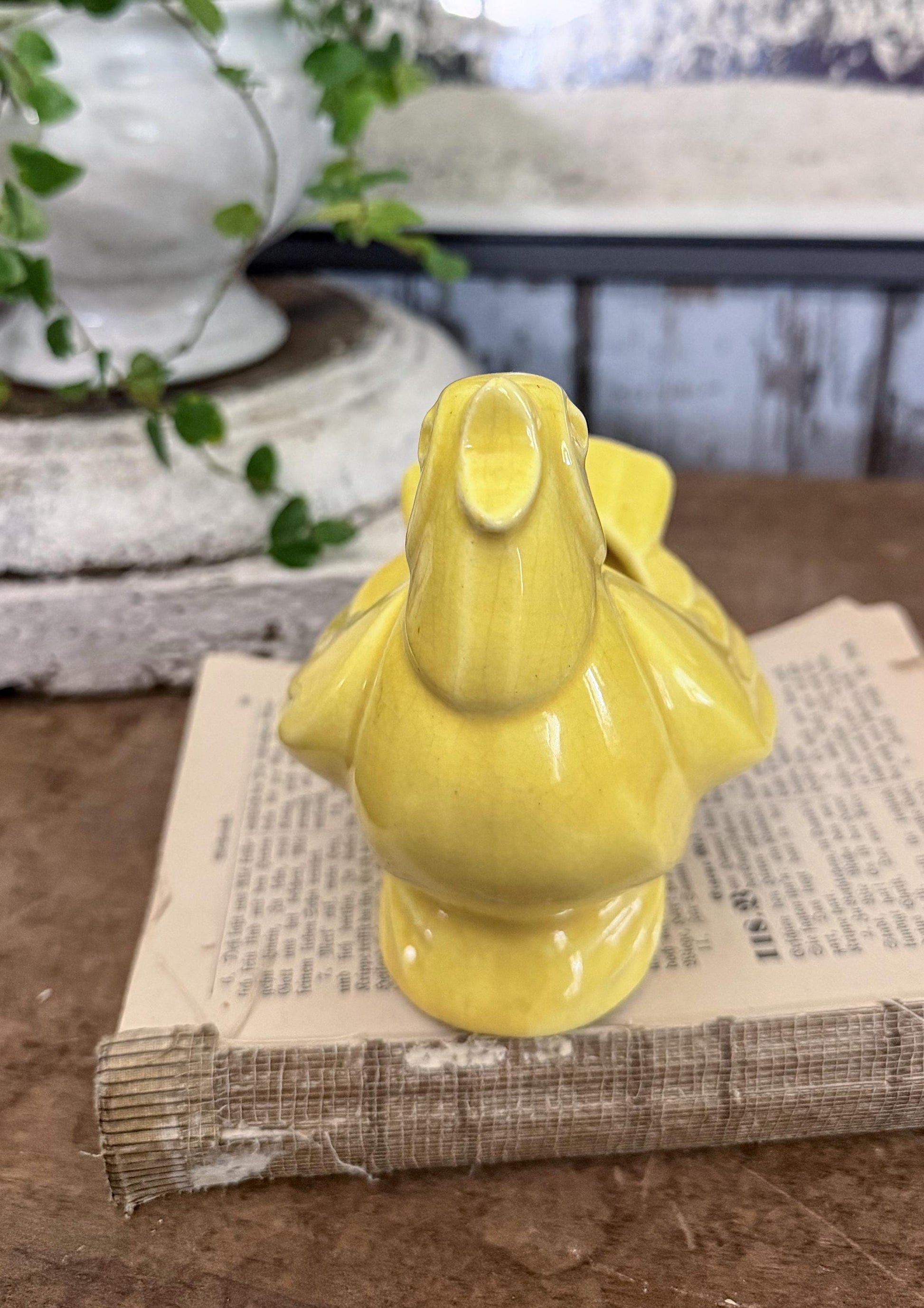 Vintage Ceramic BIRD Flower Pot USA Container Farmhouse Decor GARDEN Decor Ironstone