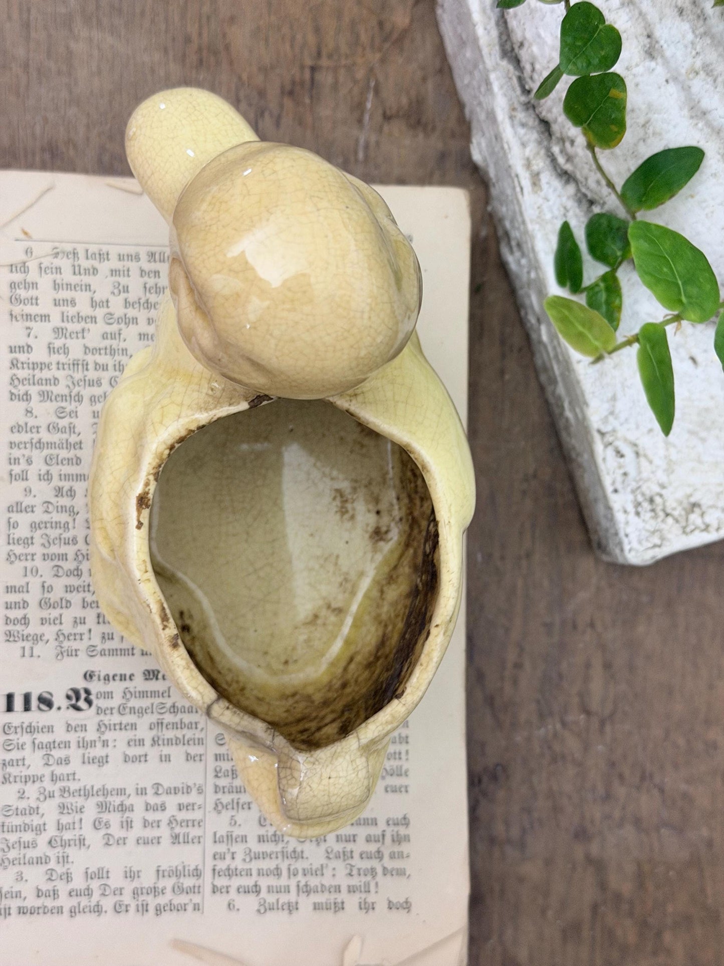 Vintage Ceramic DUCK Flower Pot USA McCoy Container Farmhouse Decor GARDEN Decor Ironstone Crazing Staining