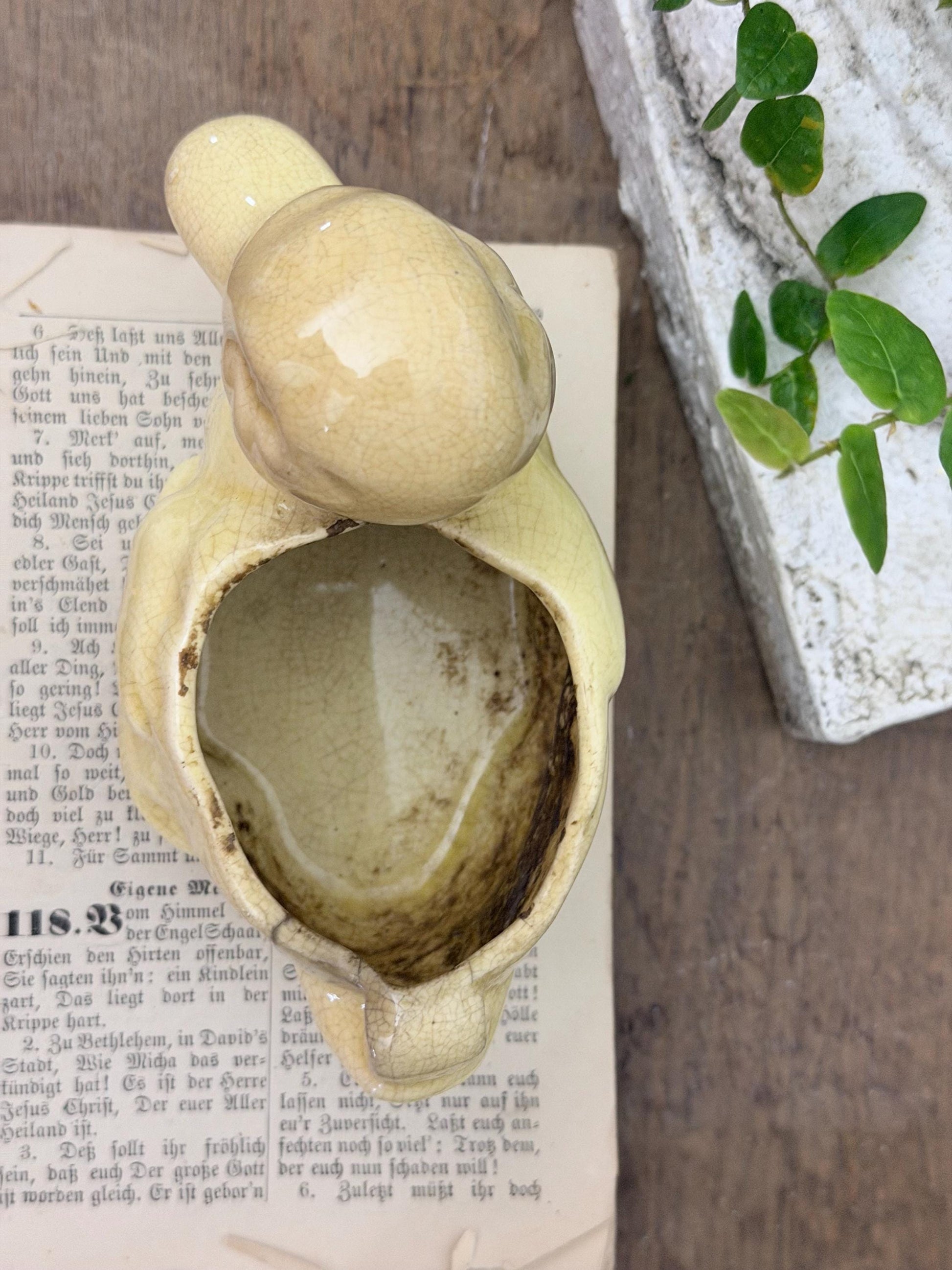 Vintage Ceramic DUCK Flower Pot USA McCoy Container Farmhouse Decor GARDEN Decor Ironstone Crazing Staining