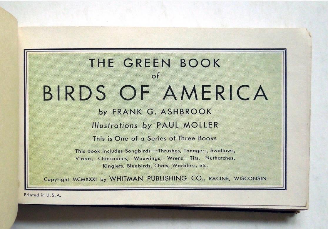Antique BIRDS of AMERICAN GUIDE Book Farmhouse Decor Pocket Book Green Book