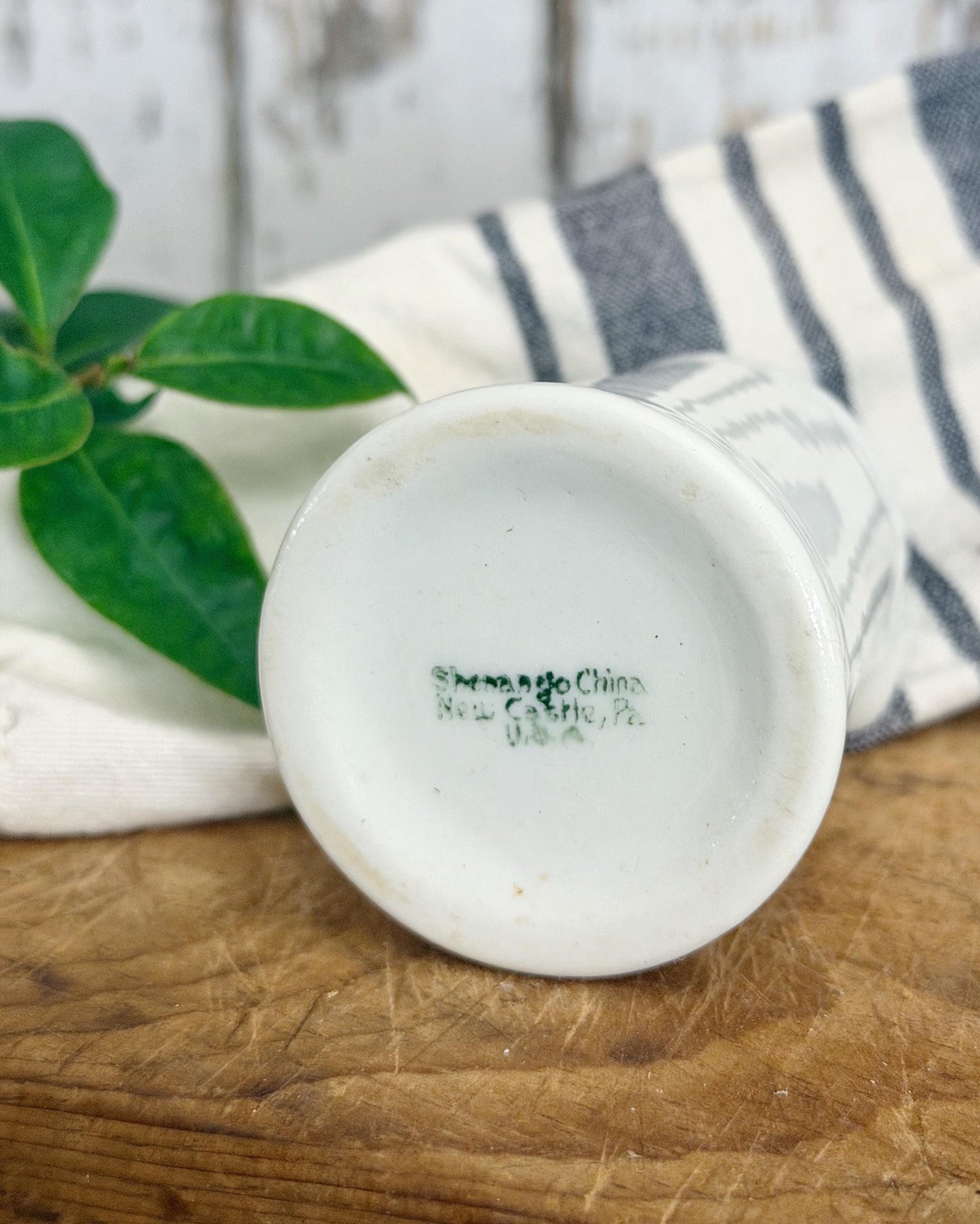 Vintage SHENANGO White Ironstone Chunky Creamer Syrup Pitcher Restaurant Ware Farmhouse