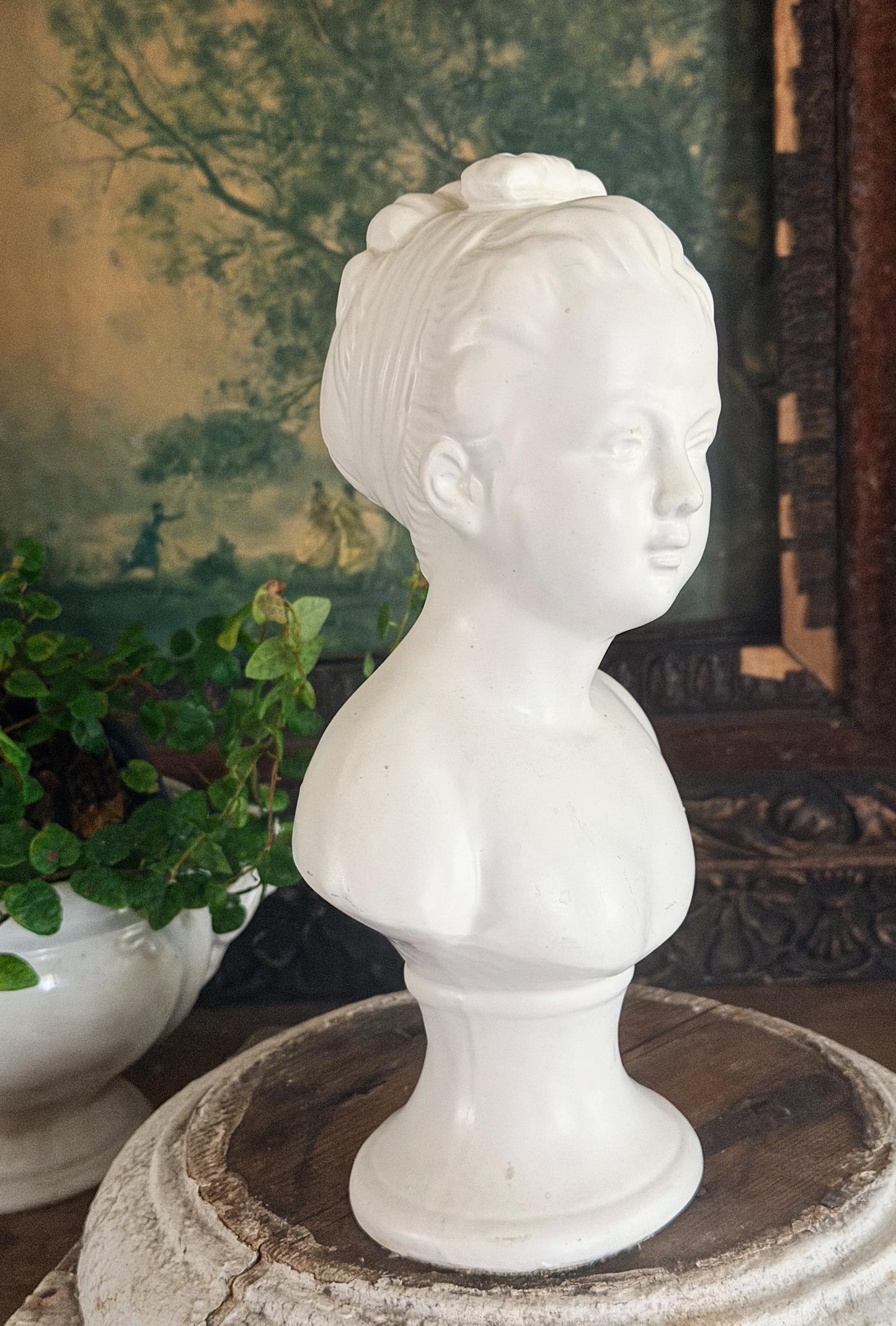 Vintage Girl Bust NAPCOWARE JAPAN White Bisque Victorian Farmhouse Decor Statue
