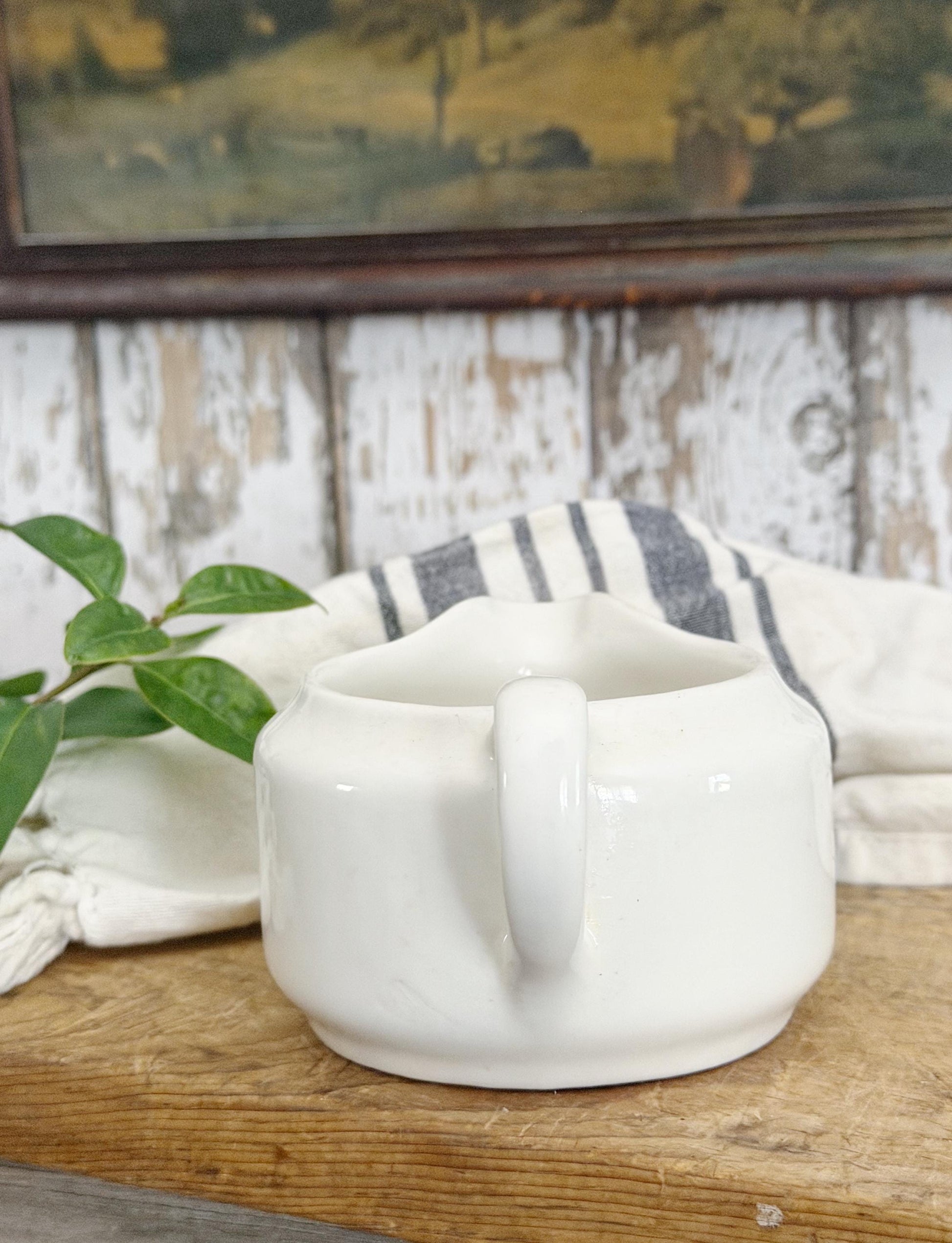 Vintage White Ironstone Creamer BUFFALO CHINA Farmhouse Decor Restaurant Ware Fixer Upper Decor Chunky
