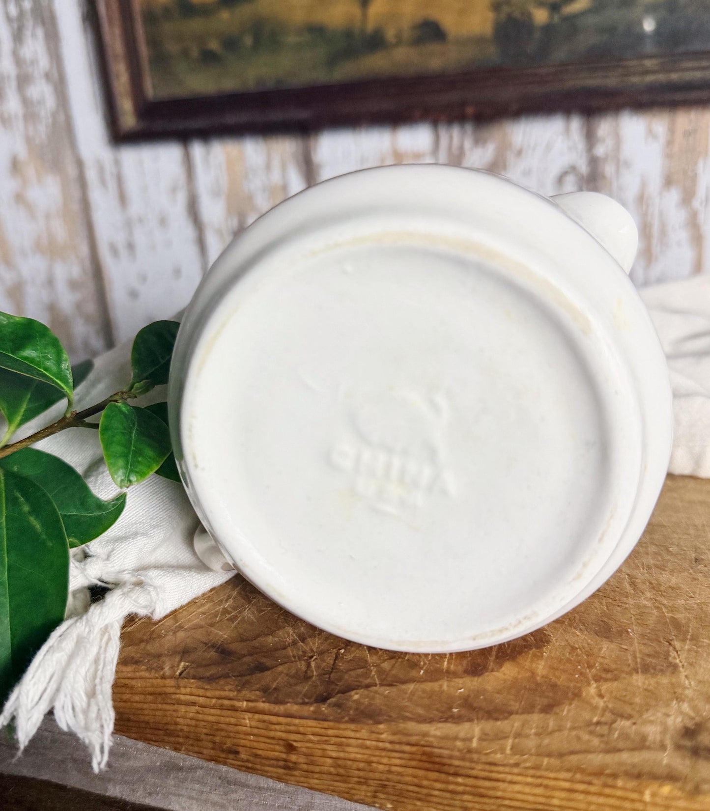 Vintage White Ironstone Creamer BUFFALO CHINA Farmhouse Decor Restaurant Ware Fixer Upper Decor Chunky