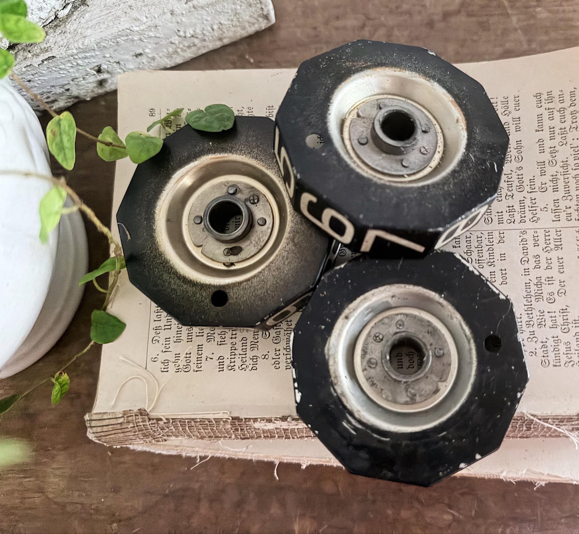 Vintage Gas Station Pump Gear Register Parts Metal Black Aged White Numbers Industrial Farmhouse Decor Salvage Riser