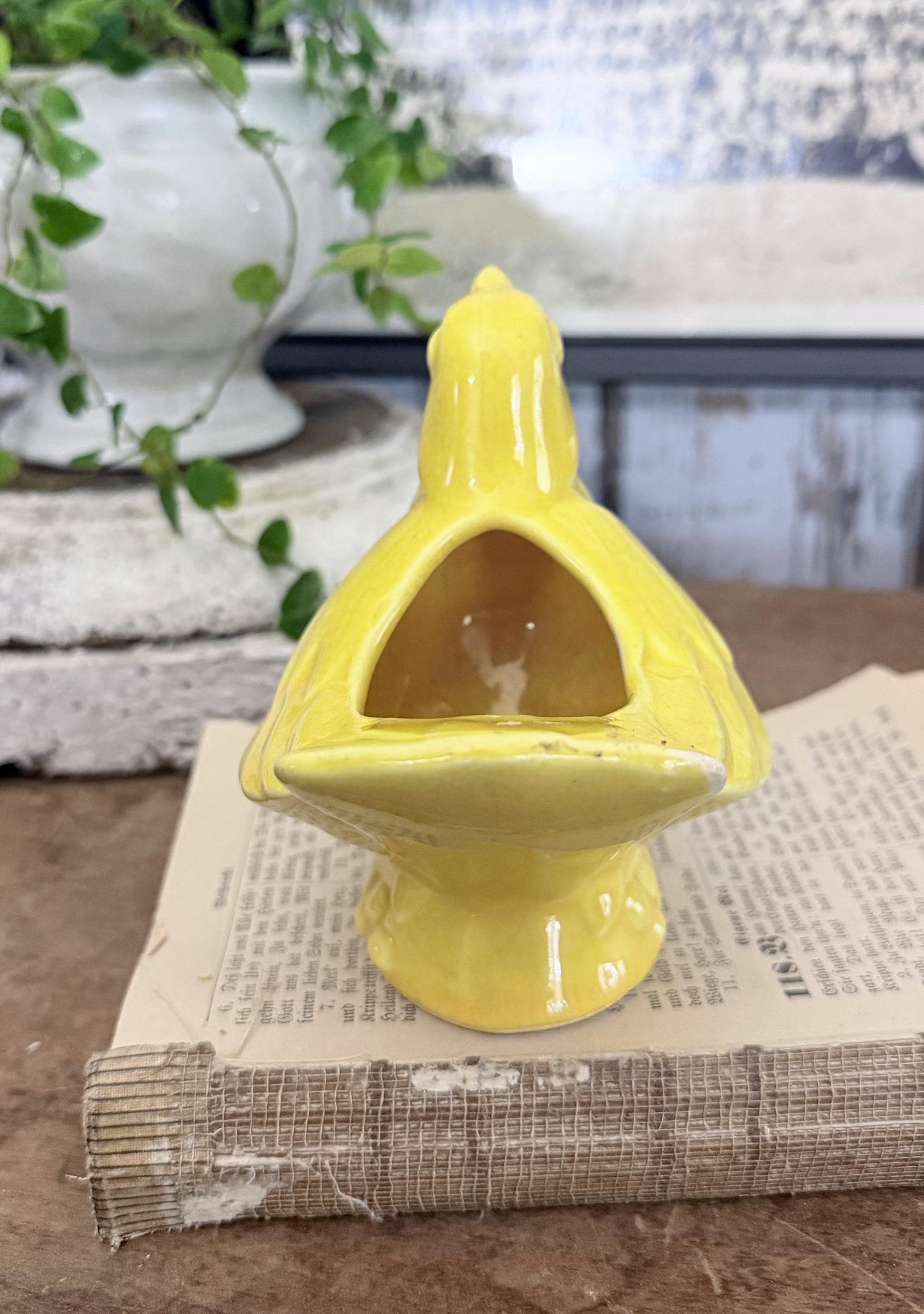 Vintage Ceramic BIRD Flower Pot USA Container Farmhouse Decor GARDEN Decor Ironstone