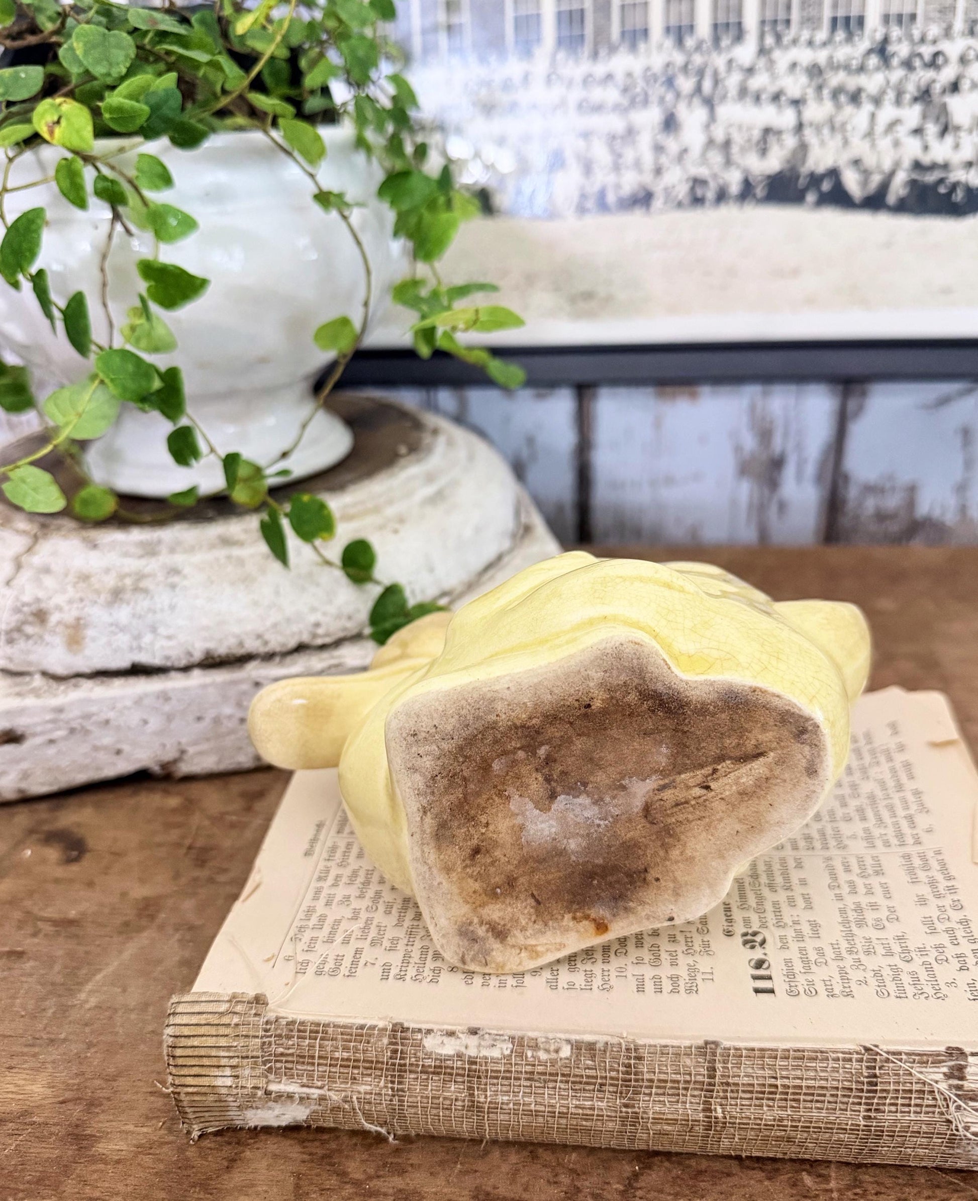 Vintage Ceramic DUCK Flower Pot USA McCoy Container Farmhouse Decor GARDEN Decor Ironstone Crazing Staining