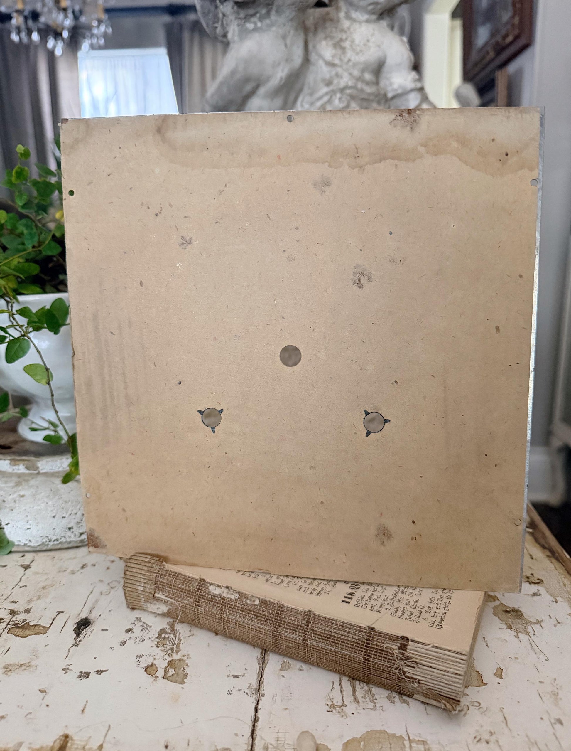 Antique Metal Paper Clock Face Industrial Salvage Vintage Clock Dial