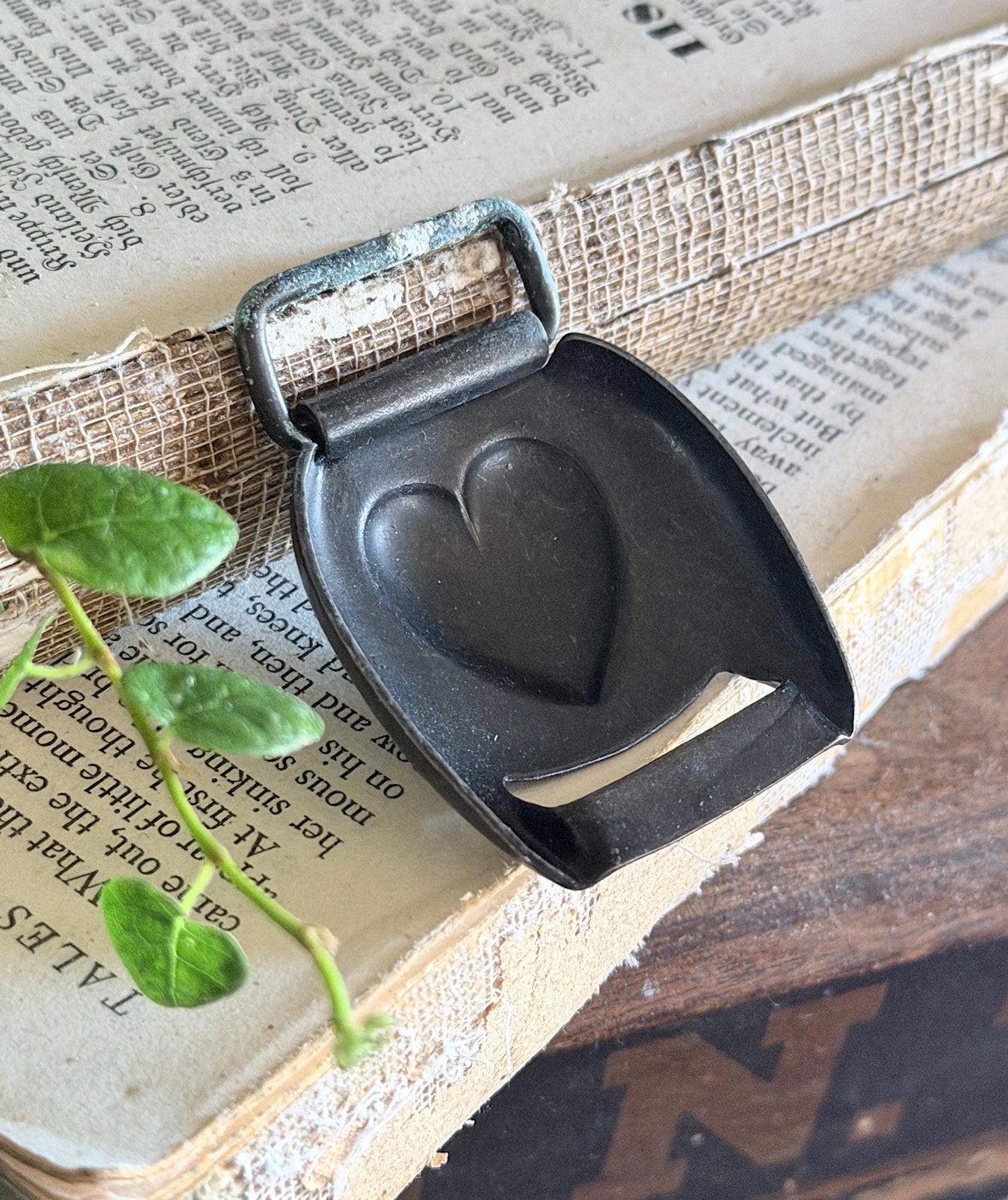 Antique Bridle Buckle HEART Black Metal Horse Harness Equestrian Ranch Tack Valentine Farmhouse