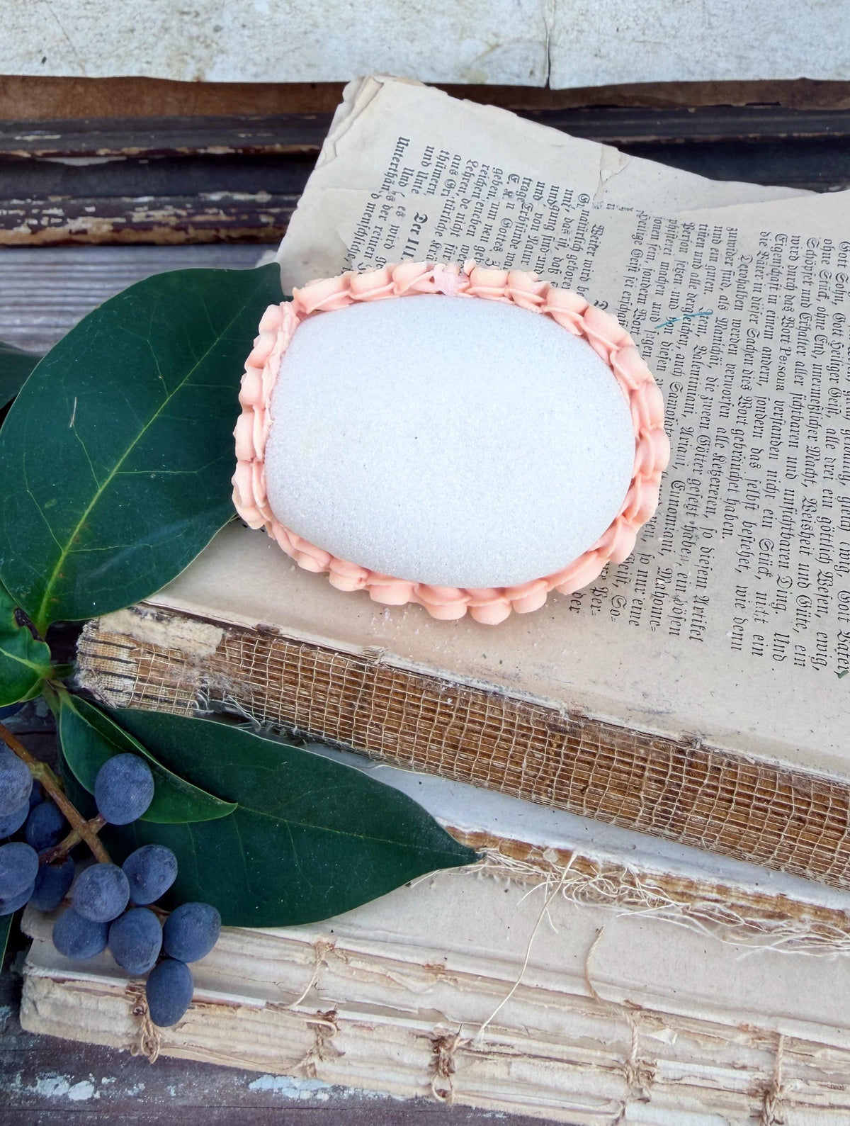 Vintage Sugar Egg Diorama EASTER Decor Farmhouse Spring Garden Decor Panoramic French KENCRAFT White