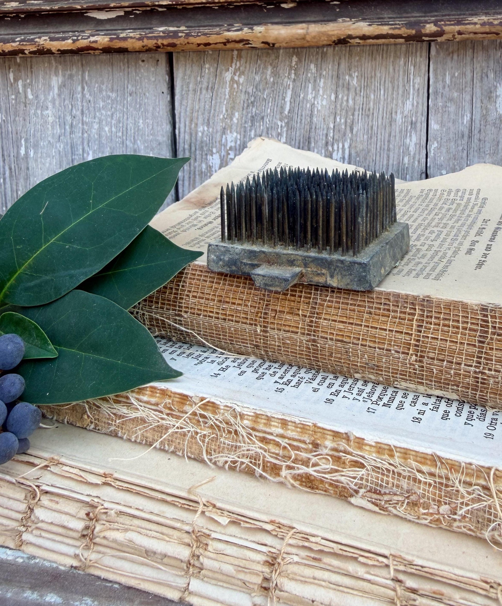 Vintage Metal Floral Frog SQUARE Flower Holder Farmhouse Decor Fixer Upper Decor