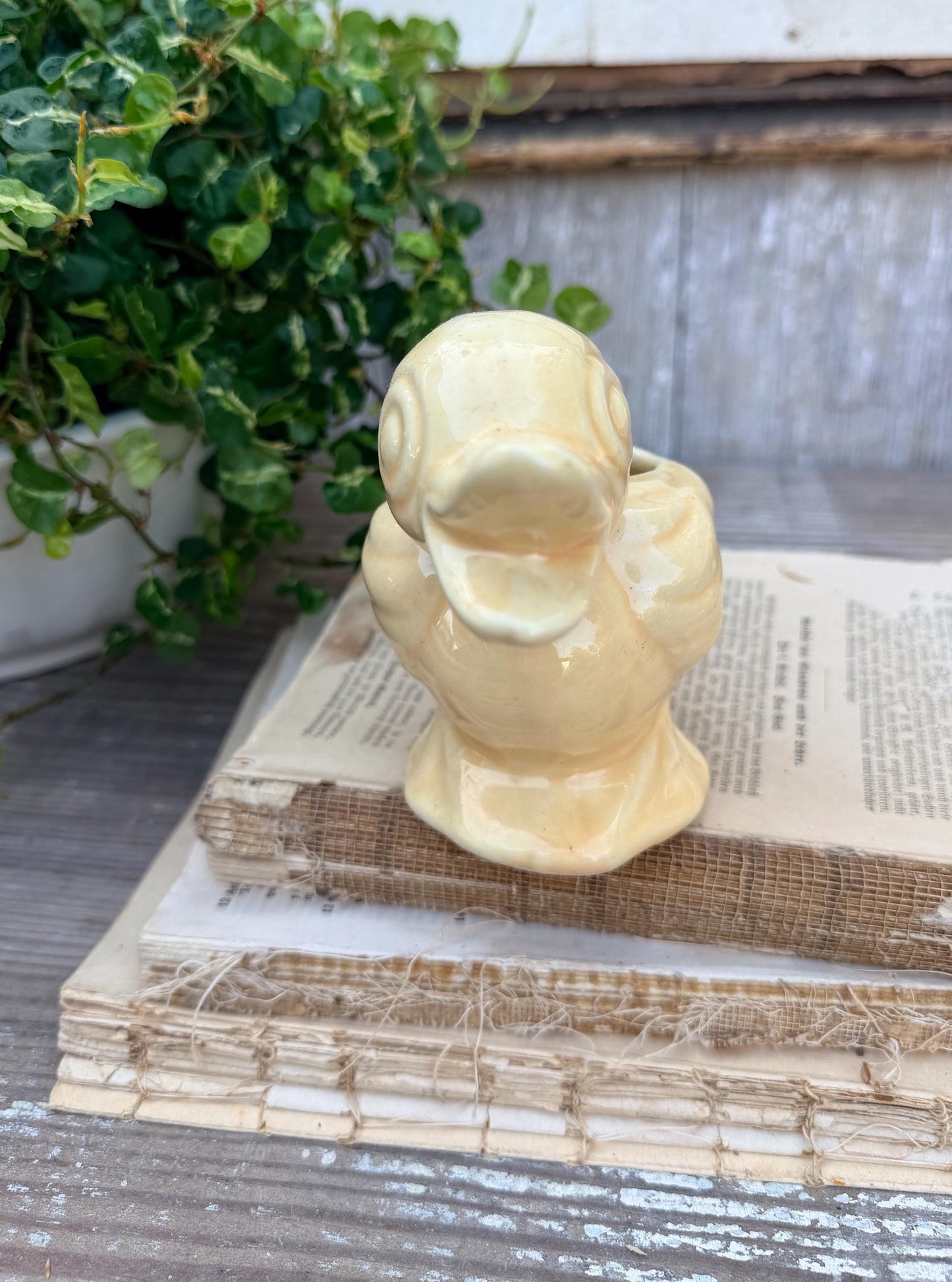 Vintage Yellow Ceramic Duck Flower Pot SHAWNEE USA Container Farmhouse Decor GARDEN Decor Ironstone
