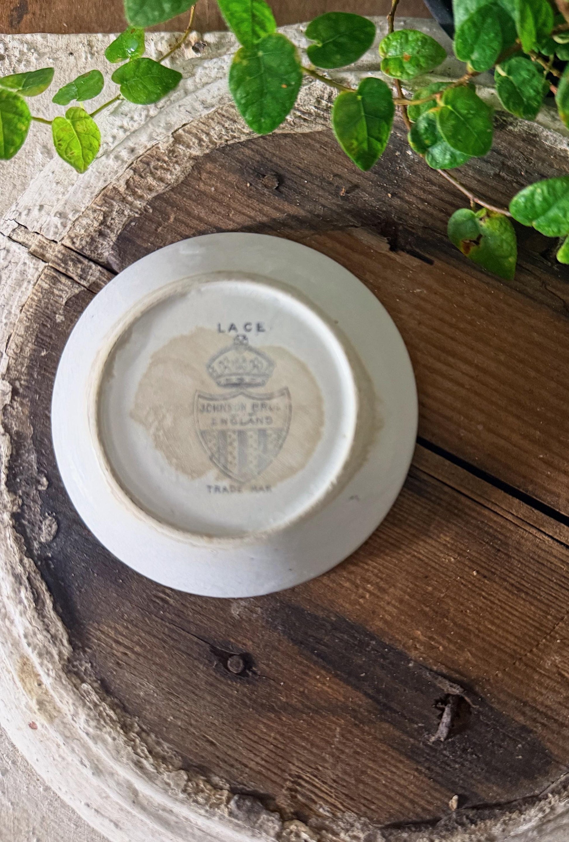 Antique Ironstone Butter Pat Johnson Bros Transferware White Floral Restaurantware Farmhouse Decor England