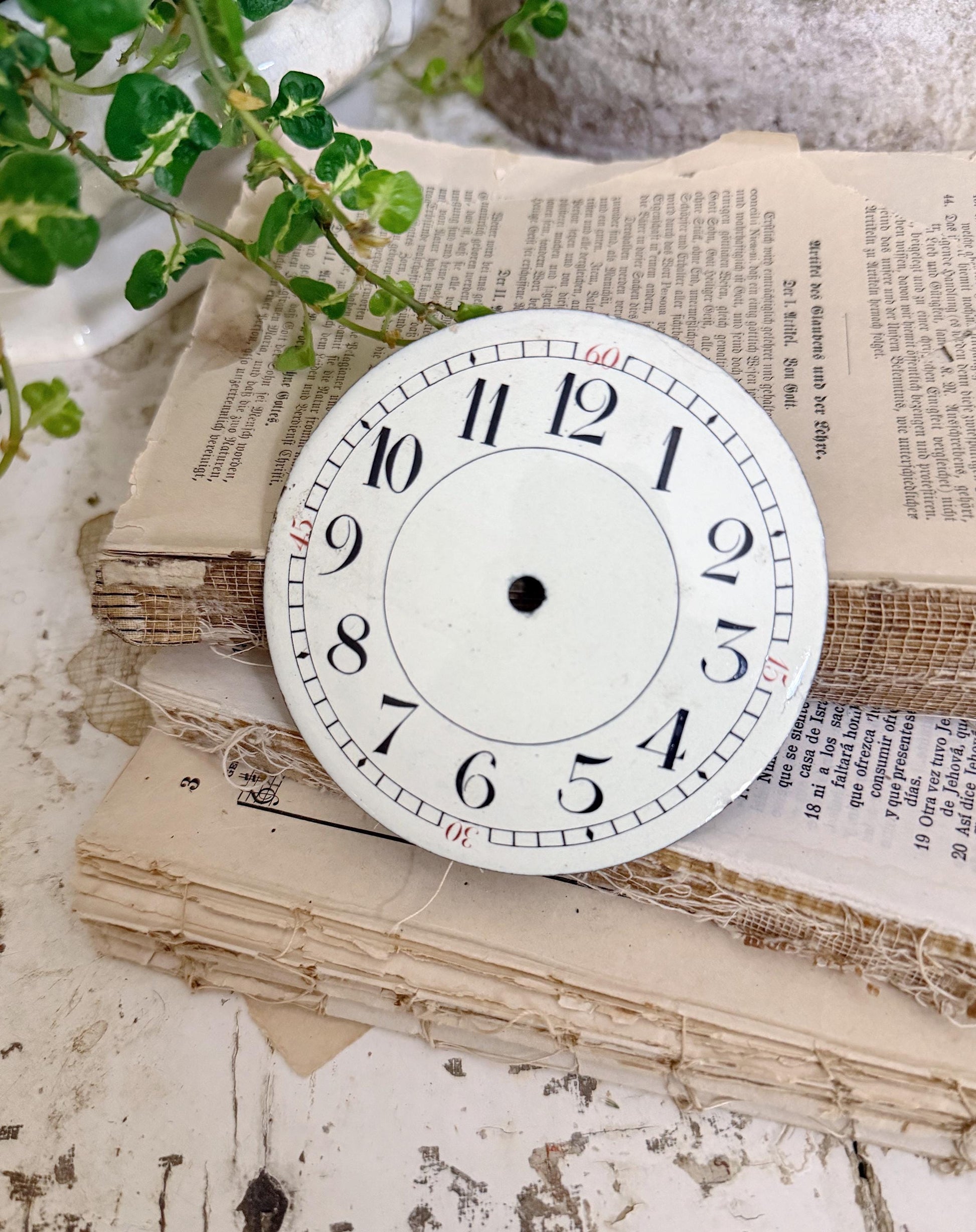 Antique Clock Brass Clock Dial Farmhouse Decor Industrial Salvage Porcelain