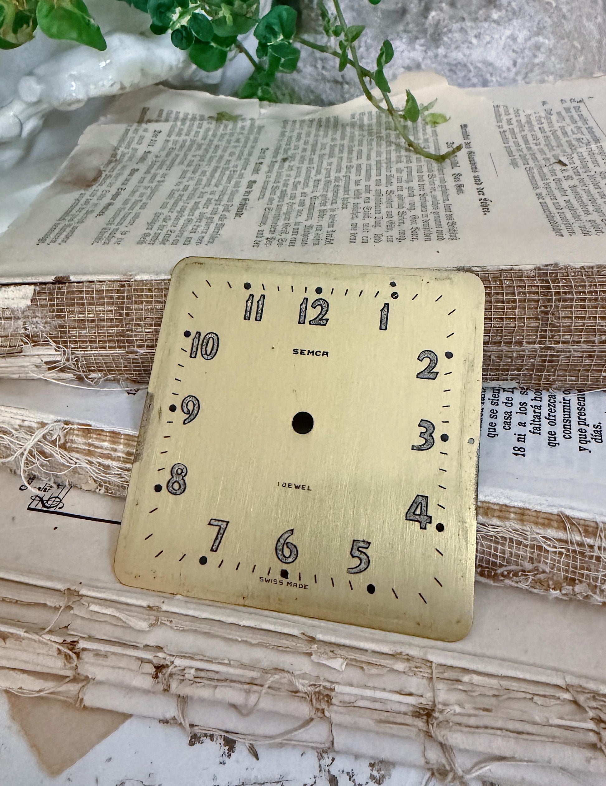 Antique Clock SEMCA Brass Clock Dial Farmhouse Decor Industrial Salvage Parts
