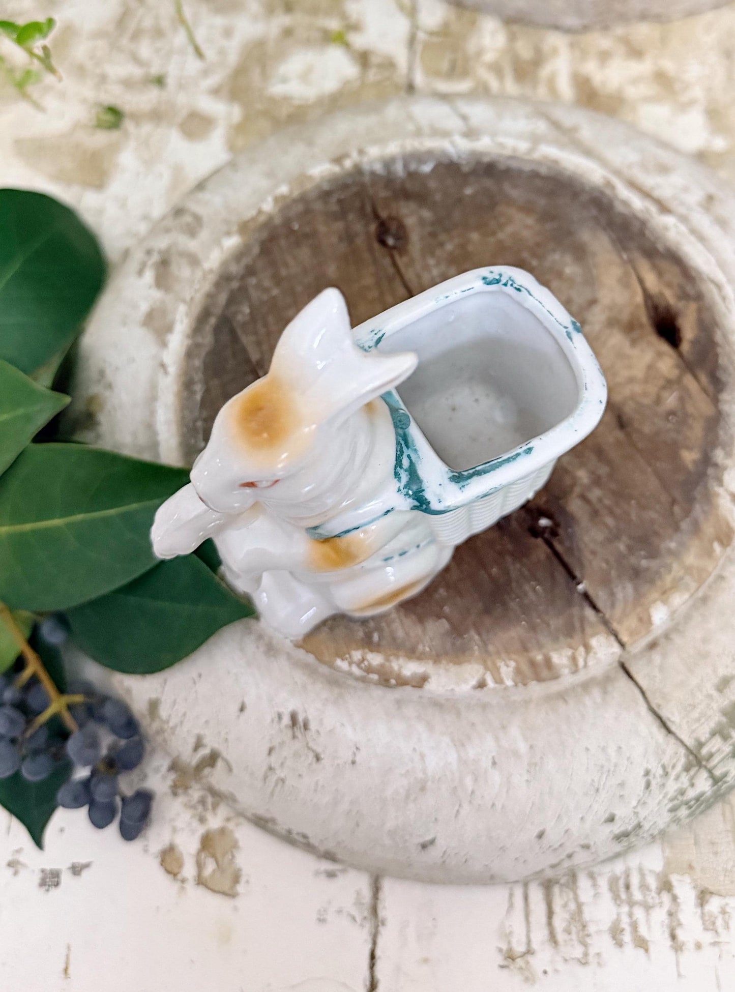 Vintage White Ironstone RABBIT Figurine JAPAN Statue Farmhouse Decor Garden Decor