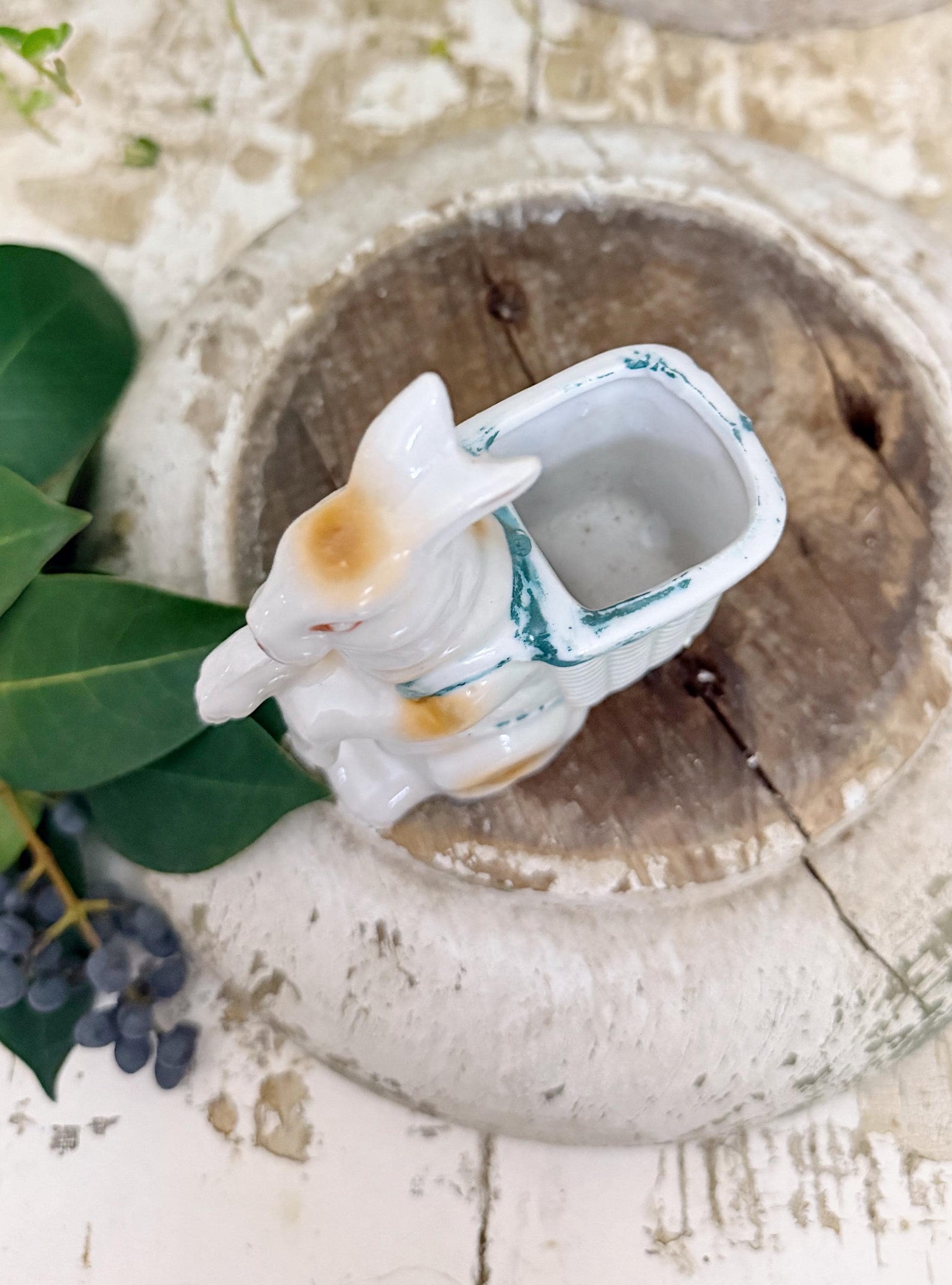 Vintage White Ironstone RABBIT Figurine JAPAN Statue Farmhouse Decor Garden Decor