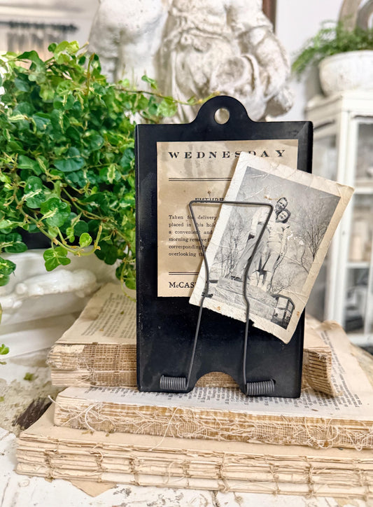 Antique McCaskey Register Clip Holder: WEDNESDAY Industrial Clipboard Farmhouse Decor
