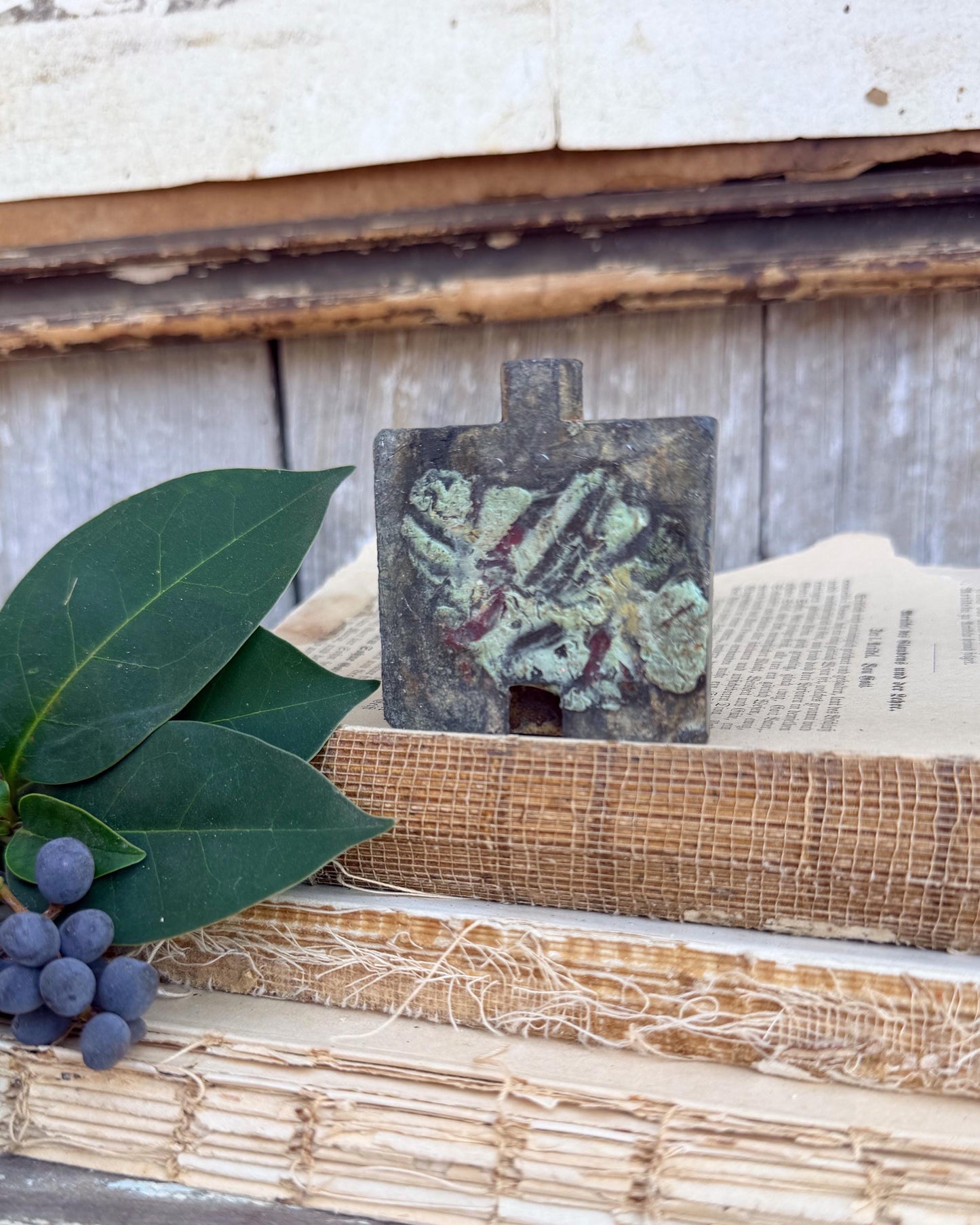 Vintage Metal Floral Frog SQUARE Flower Holder Farmhouse Decor Fixer Upper Decor