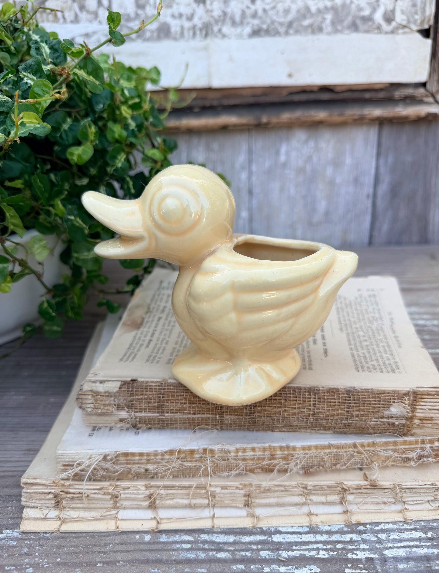 Vintage Yellow Ceramic Duck Flower Pot SHAWNEE USA Container Farmhouse Decor GARDEN Decor Ironstone
