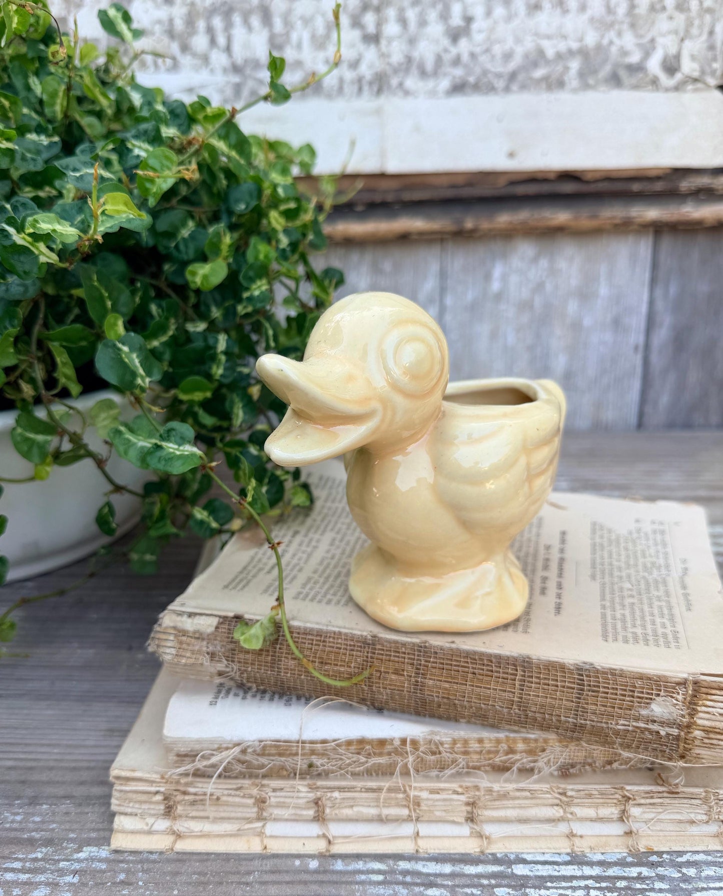 Vintage Yellow Ceramic Duck Flower Pot SHAWNEE USA Container Farmhouse Decor GARDEN Decor Ironstone