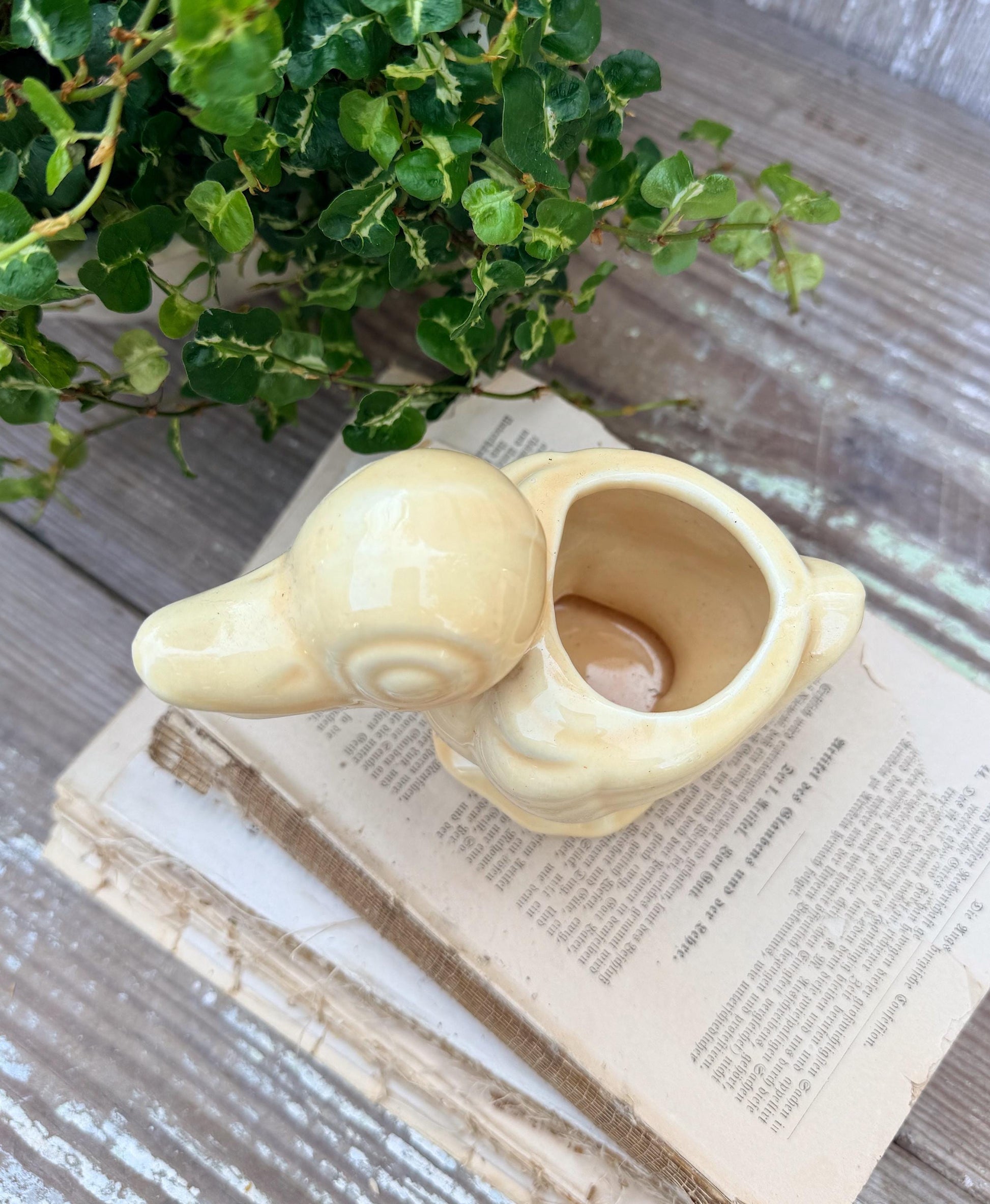 Vintage Yellow Ceramic Duck Flower Pot SHAWNEE USA Container Farmhouse Decor GARDEN Decor Ironstone