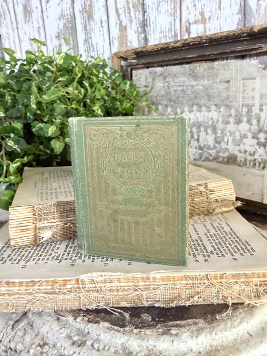 Antique Daily Food Inspirational Bible, Green Devotional Book, Farmhouse Decor