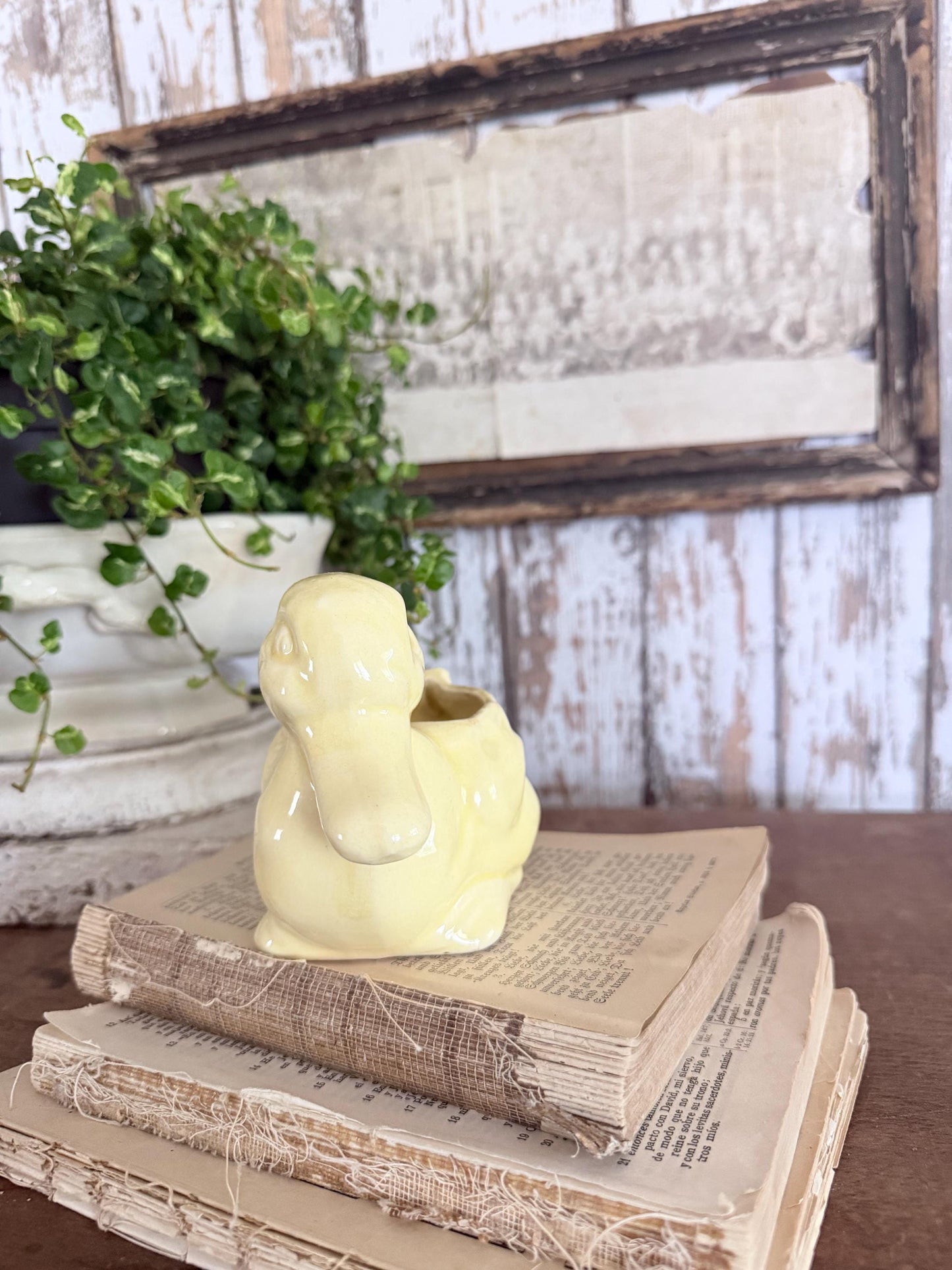 Vintage Ceramic DUCK Flower Pot USA McCoy Container Farmhouse Decor GARDEN Decor Ironstone