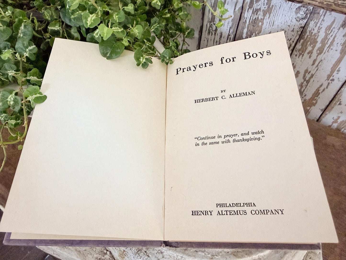 Antique PRAYERS FOR BOYS Book Church Salvage Industrial Ephemera 1925 Easter