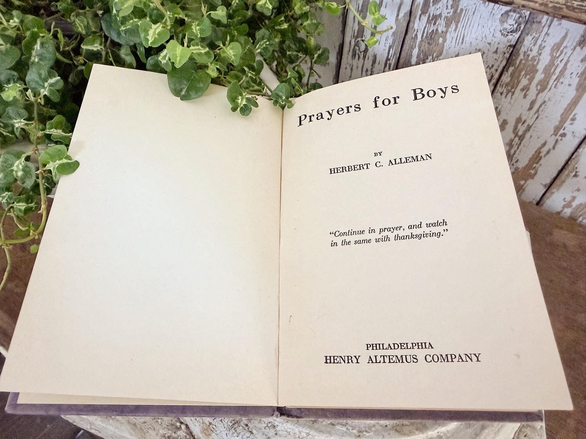 Antique PRAYERS FOR BOYS Book Church Salvage Industrial Ephemera 1925 Easter