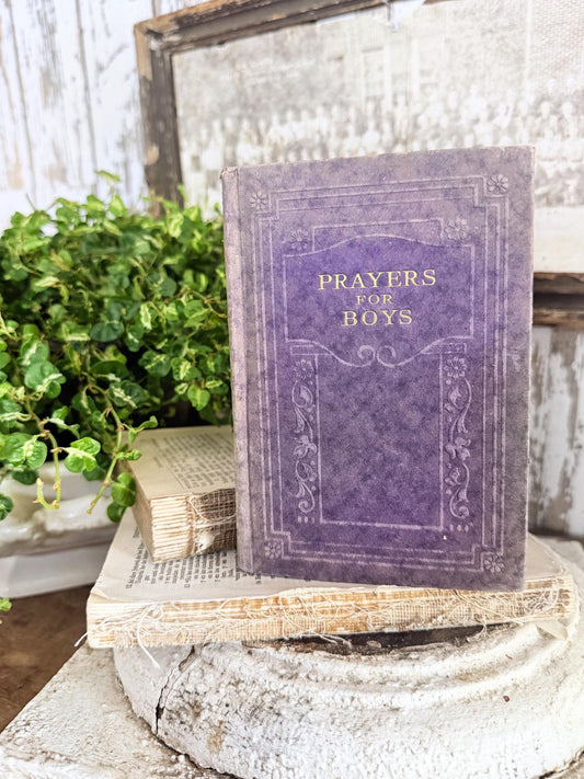 Antique PRAYERS FOR BOYS Book Church Salvage Industrial Ephemera 1925 Easter