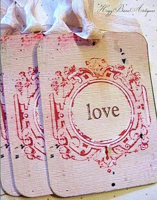 PINK Valentine Gift Tags Card Love Vintage French Country Shabby Chic Favor Tags Wedding Party Farmhouse Decor