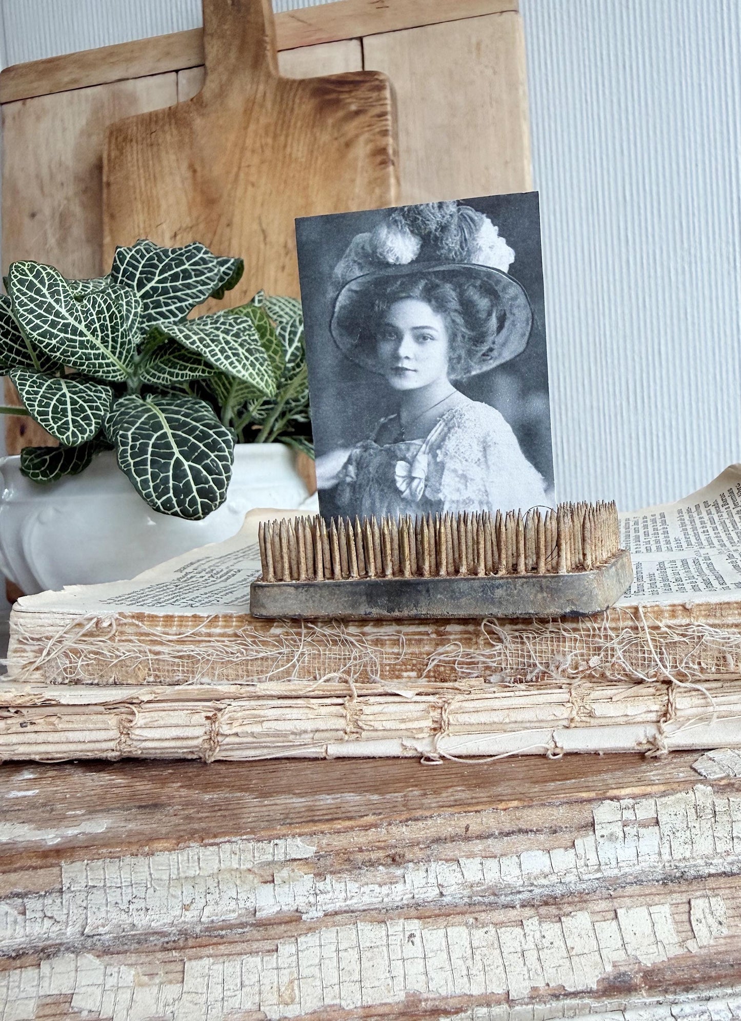 Vintage Metal Floral Frog RECTANGLE Flower Holder Farmhouse Decor Spike