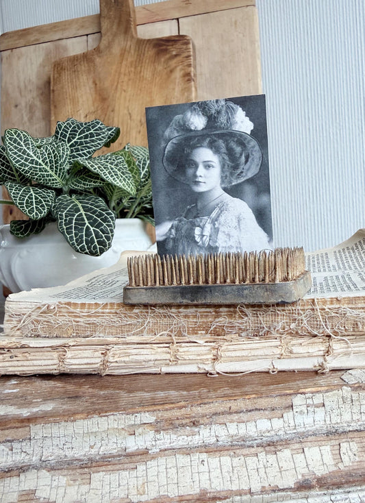 Vintage Metal Floral Frog RECTANGLE Flower Holder Farmhouse Decor Spike