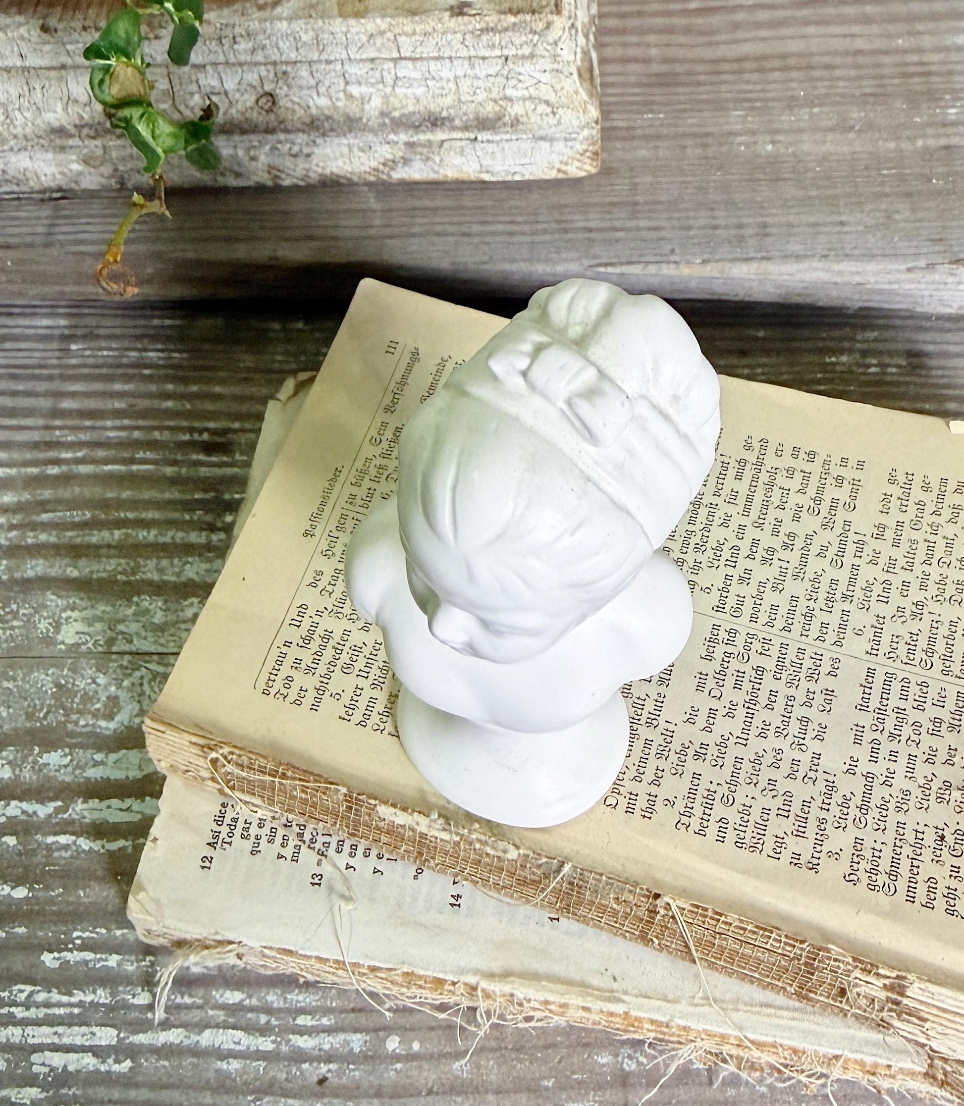 Vintage Girl Bust NAPCOWARE JAPAN White Bisque Victorian Farmhouse Decor Statue