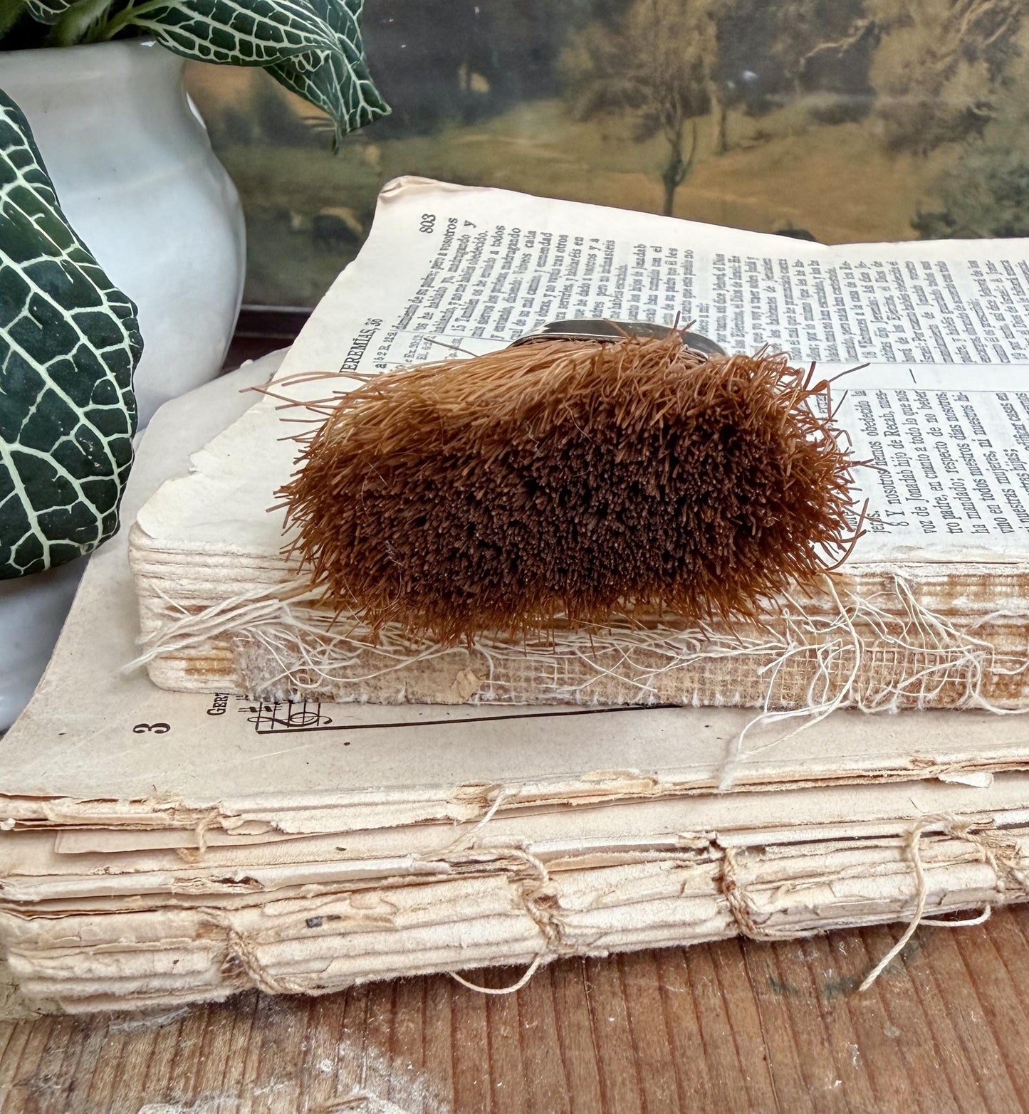 Antique Whisk Crumb Broom Hand Straw Brush Silver Farmhouse Decor Vintage Broom