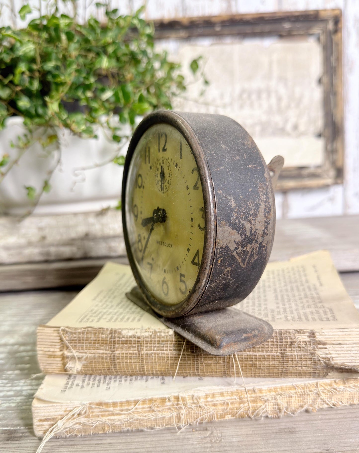 Vintage Westclox Metal Alarm Clock, Farmhouse Industrial Decor