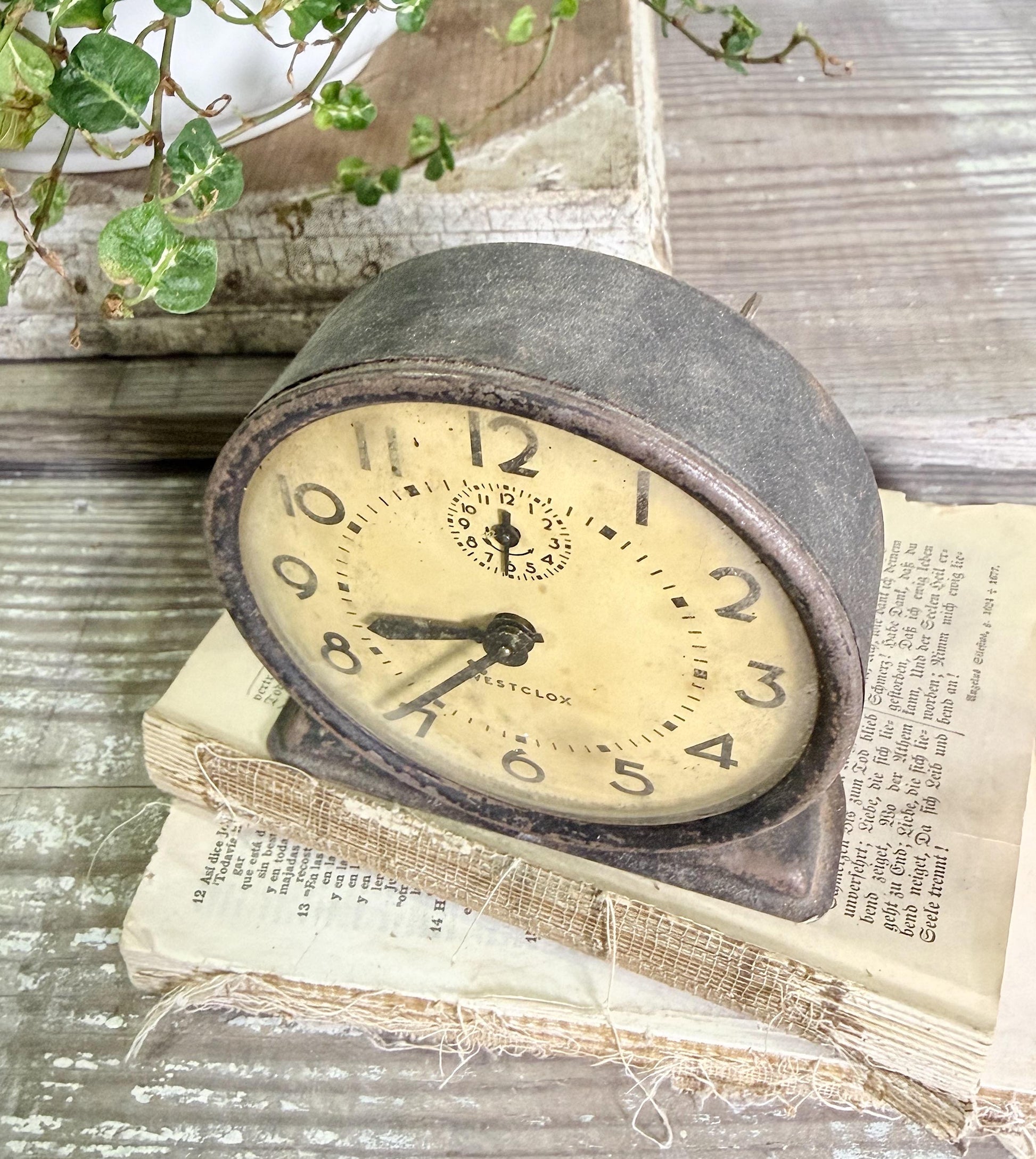 Vintage Westclox Metal Alarm Clock, Farmhouse Industrial Decor