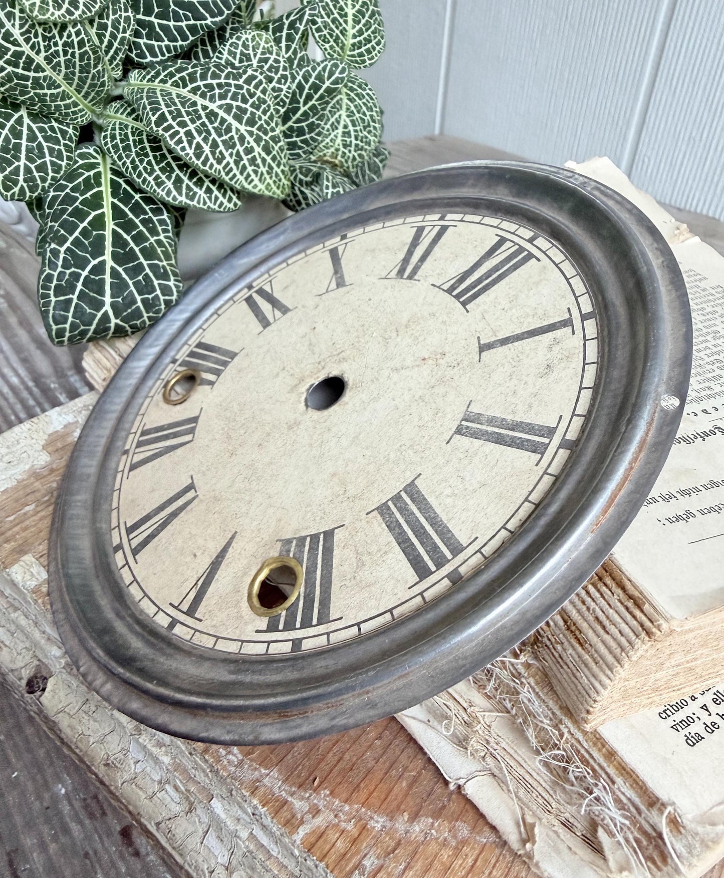 Antique Clock Face Dial SESSIONS Silver Farmhouse Decor Industrial Salvage Parts